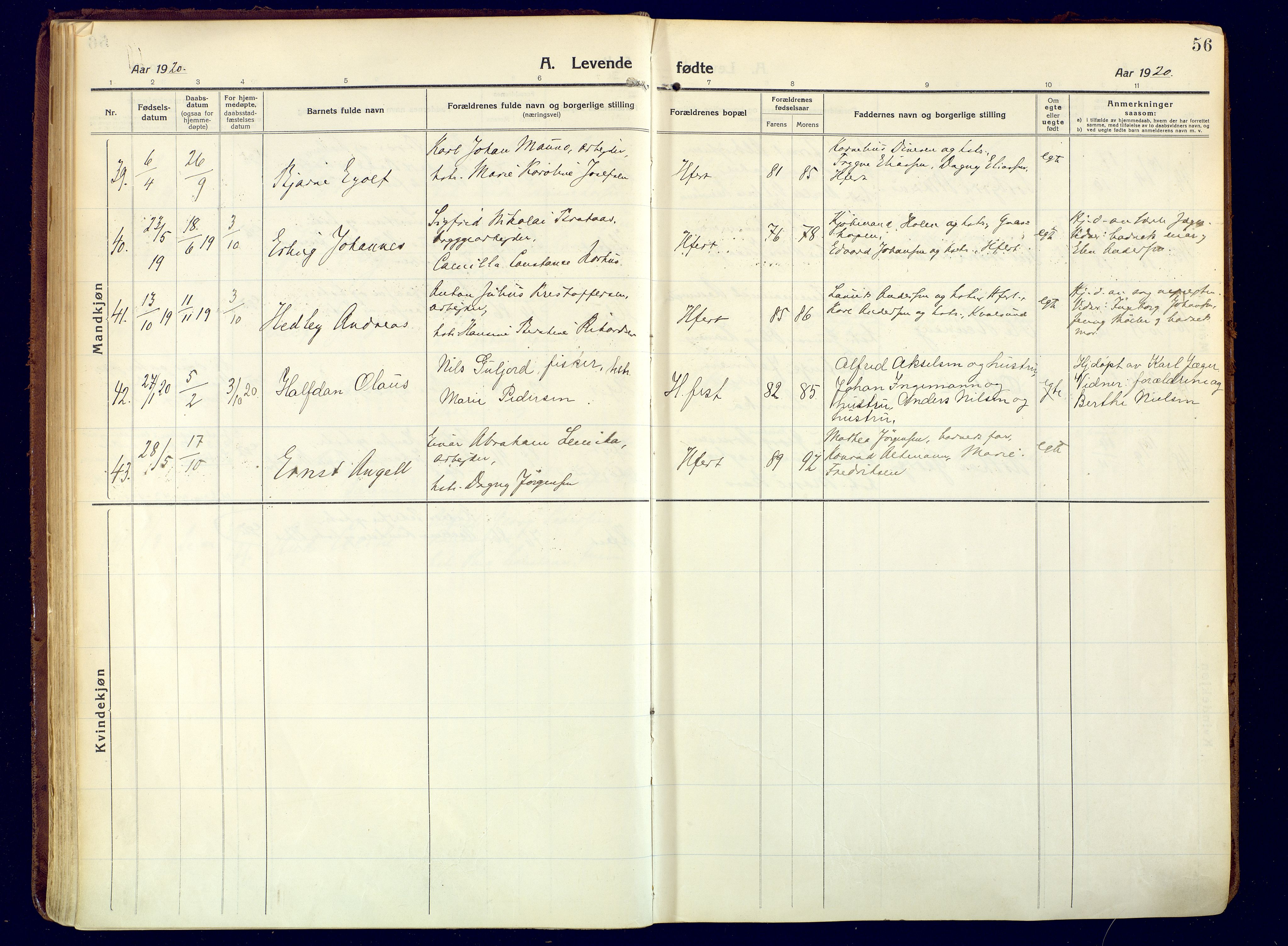 Hammerfest sokneprestkontor, SATØ/S-1347/H/Ha/L0015.kirke: Parish register (official) no. 15, 1916-1923, p. 56