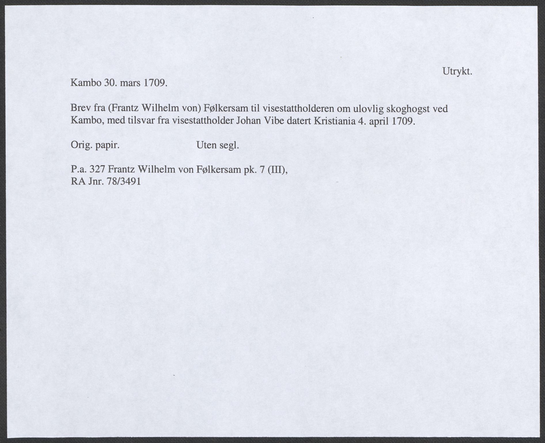 Riksarkivets diplomsamling, RA/EA-5965/F12/L0006: Pk. 7 (III), 1589-1716, p. 56
