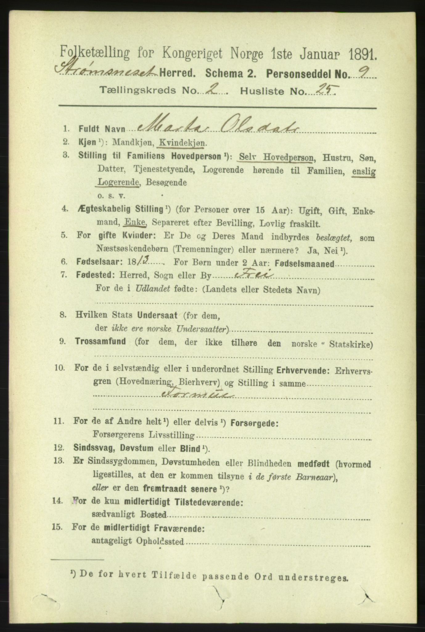 RA, 1891 census for 1559 Straumsnes, 1891, p. 416