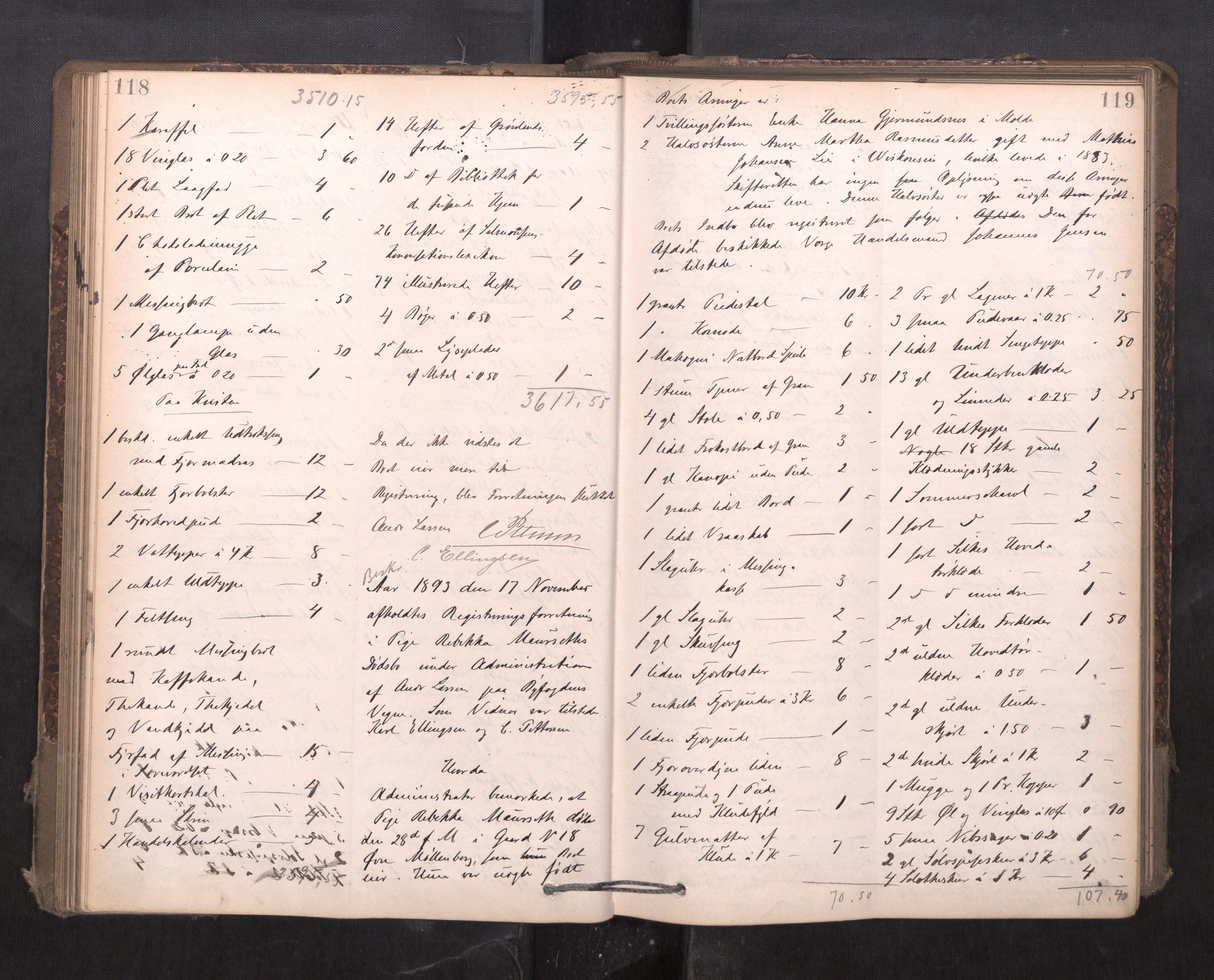 Trondheim byfogd, AV/SAT-A-0003/1/3/3C/L0015: Skifteregistreringsprotokoll - 24/2-21/3 (u/ register), 1893-1899, p. 118-119