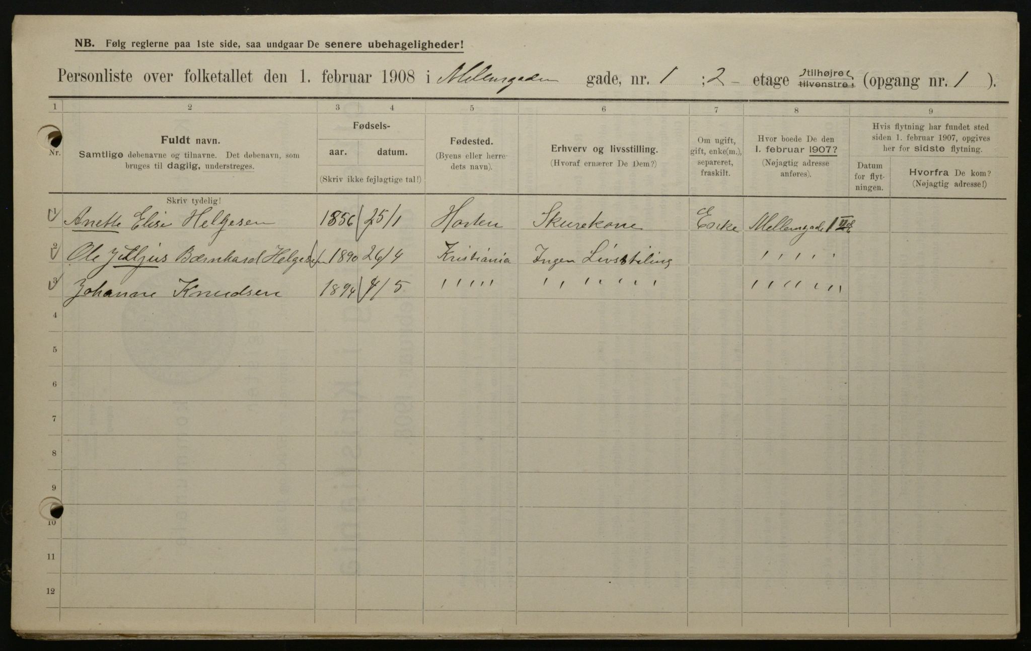 OBA, Municipal Census 1908 for Kristiania, 1908, p. 58297