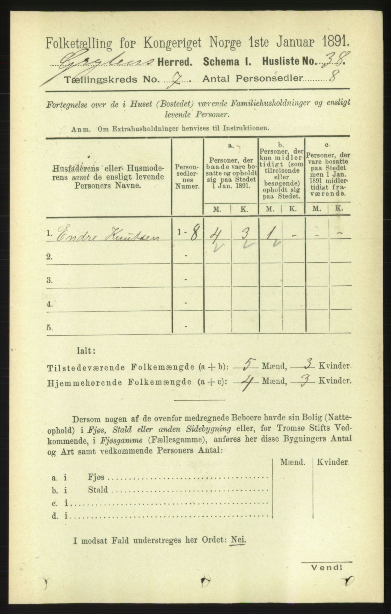 RA, 1891 census for 1539 Grytten, 1891, p. 2857