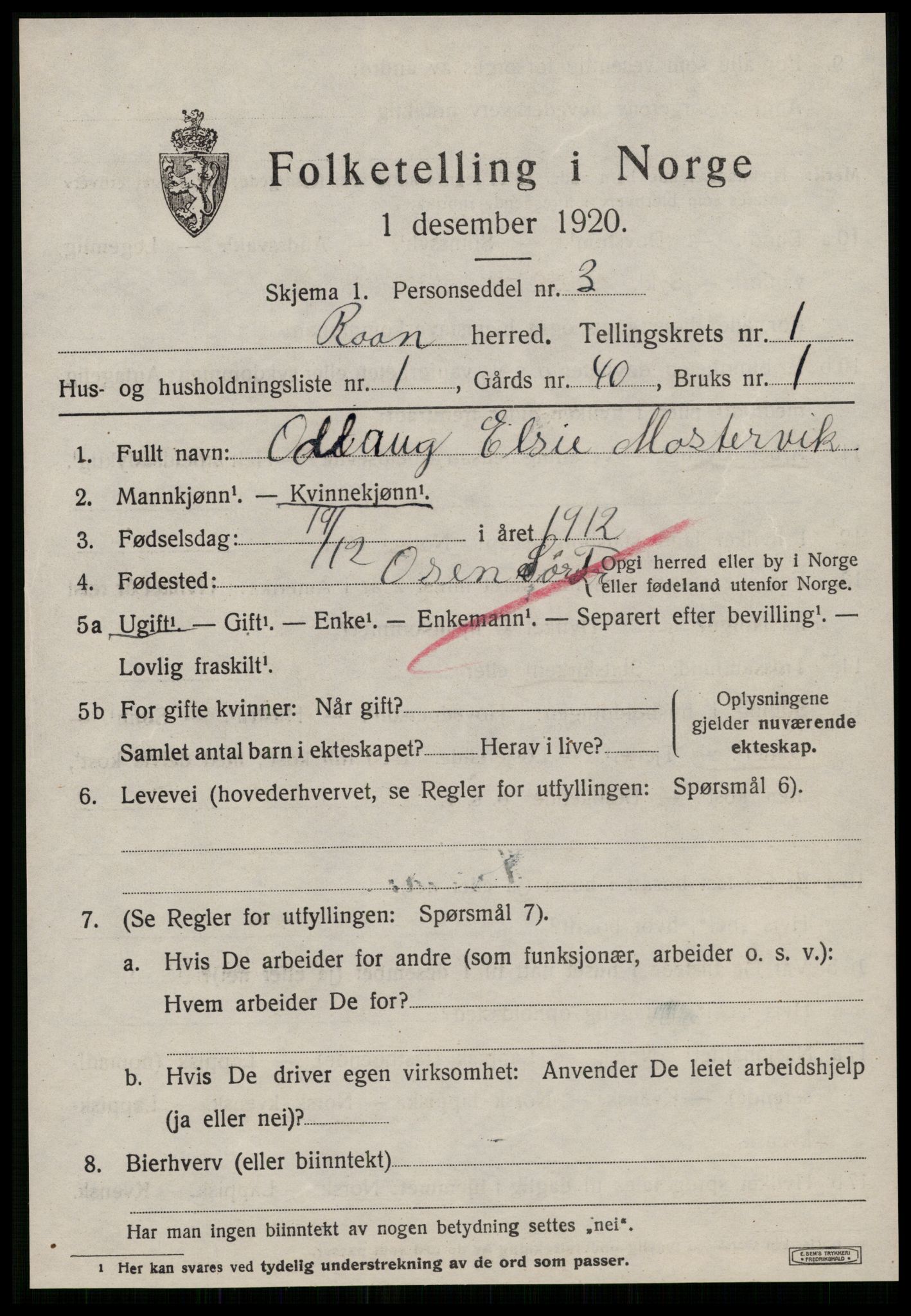 SAT, 1920 census for Roan, 1920, p. 807