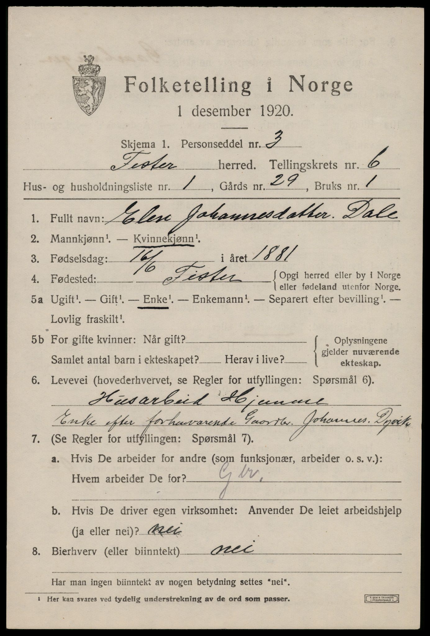 SAST, 1920 census for Fister, 1920, p. 1771