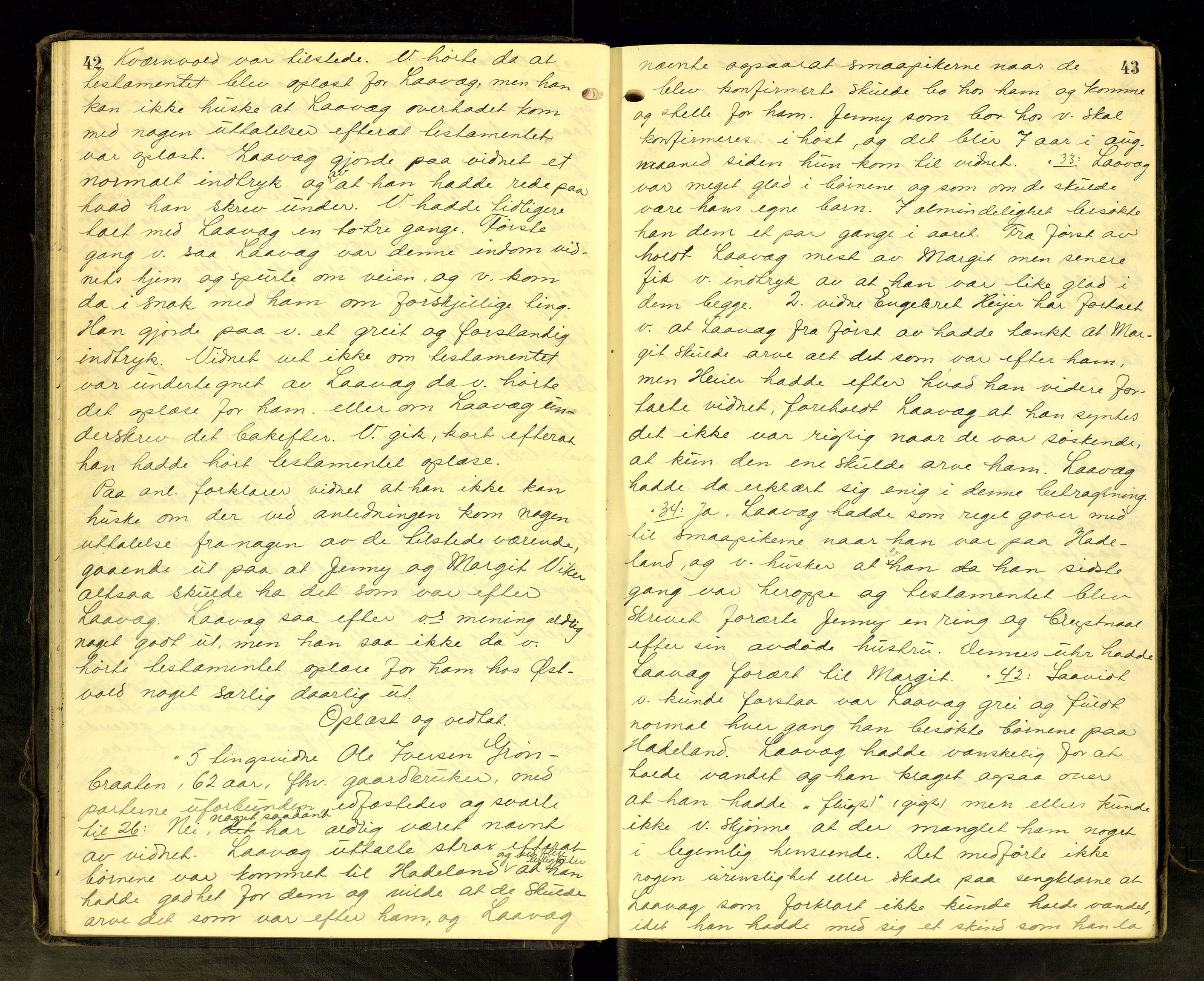 Hadeland og Land tingrett, AV/SAH-TING-010/G/Gc/L0056: Ekstrarettsprotokoll, 1916-1918, p. 42-43