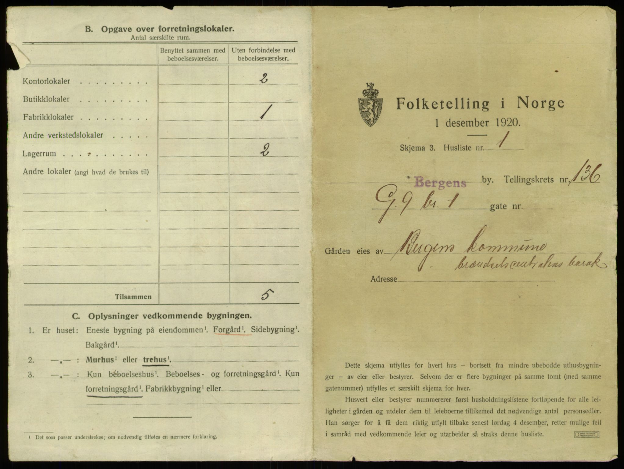 SAB, 1920 census for Bergen, 1920, p. 12661