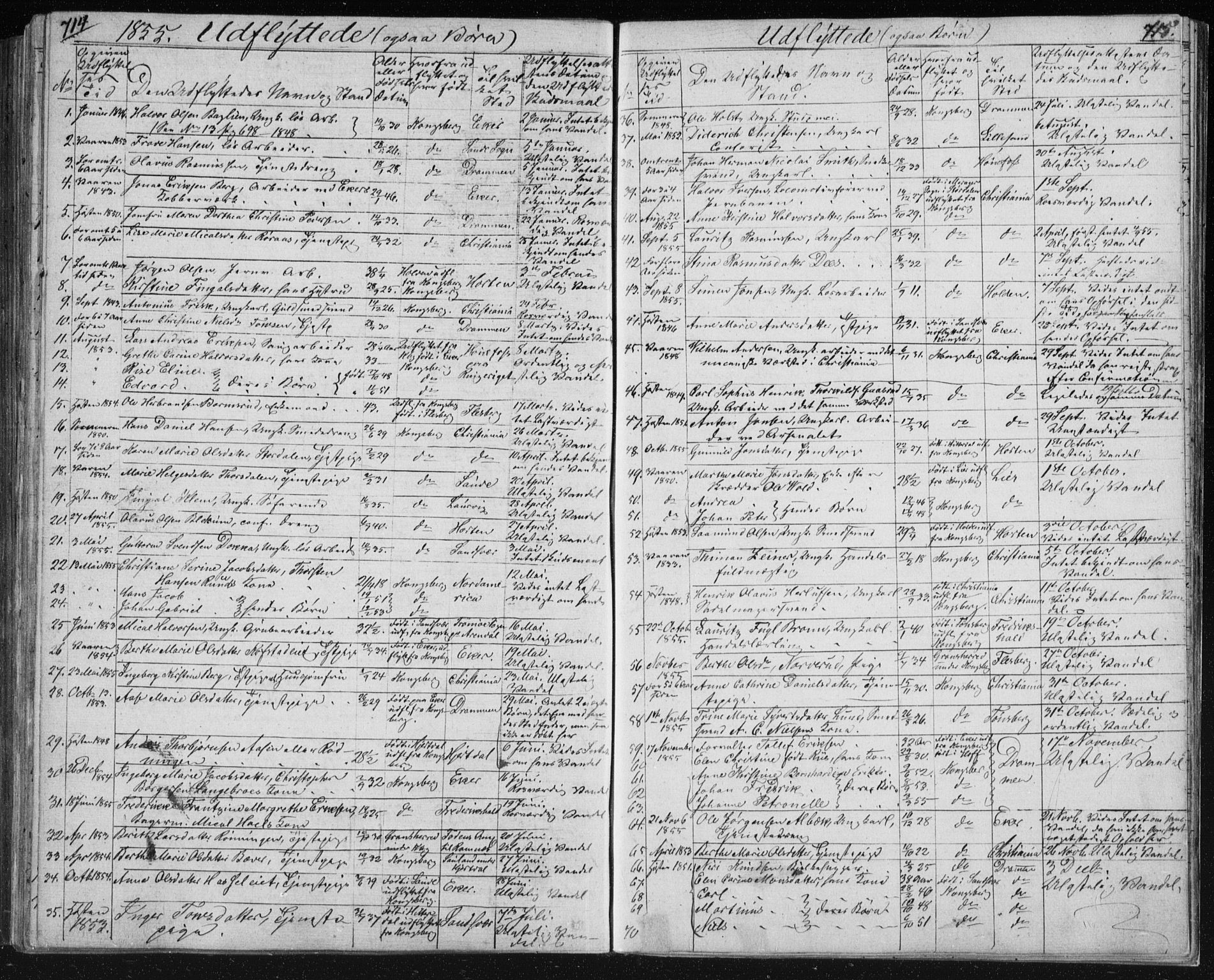 Kongsberg kirkebøker, SAKO/A-22/F/Fa/L0009: Parish register (official) no. I 9, 1839-1858, p. 714-715