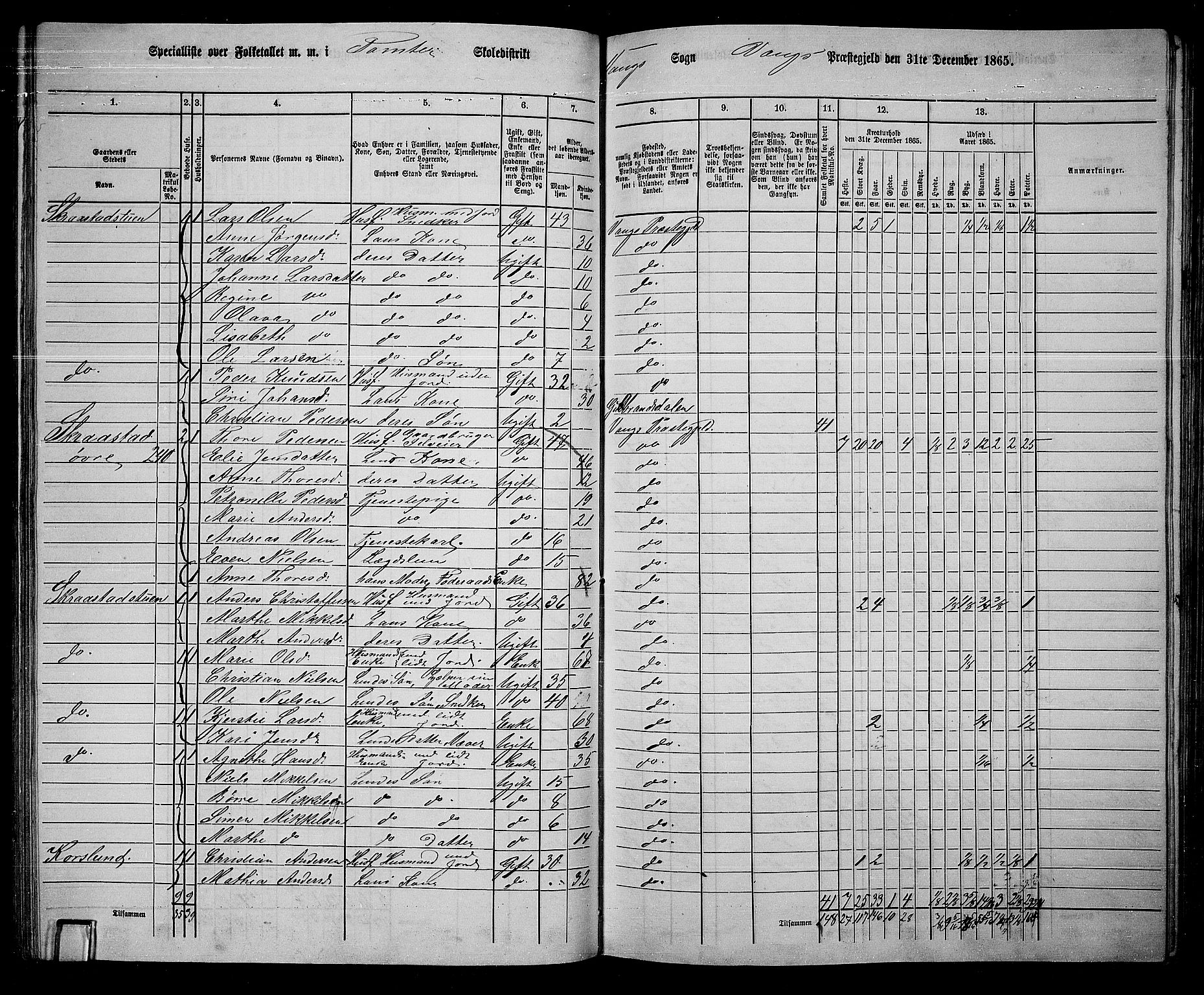 RA, 1865 census for Vang/Vang og Furnes, 1865, p. 232