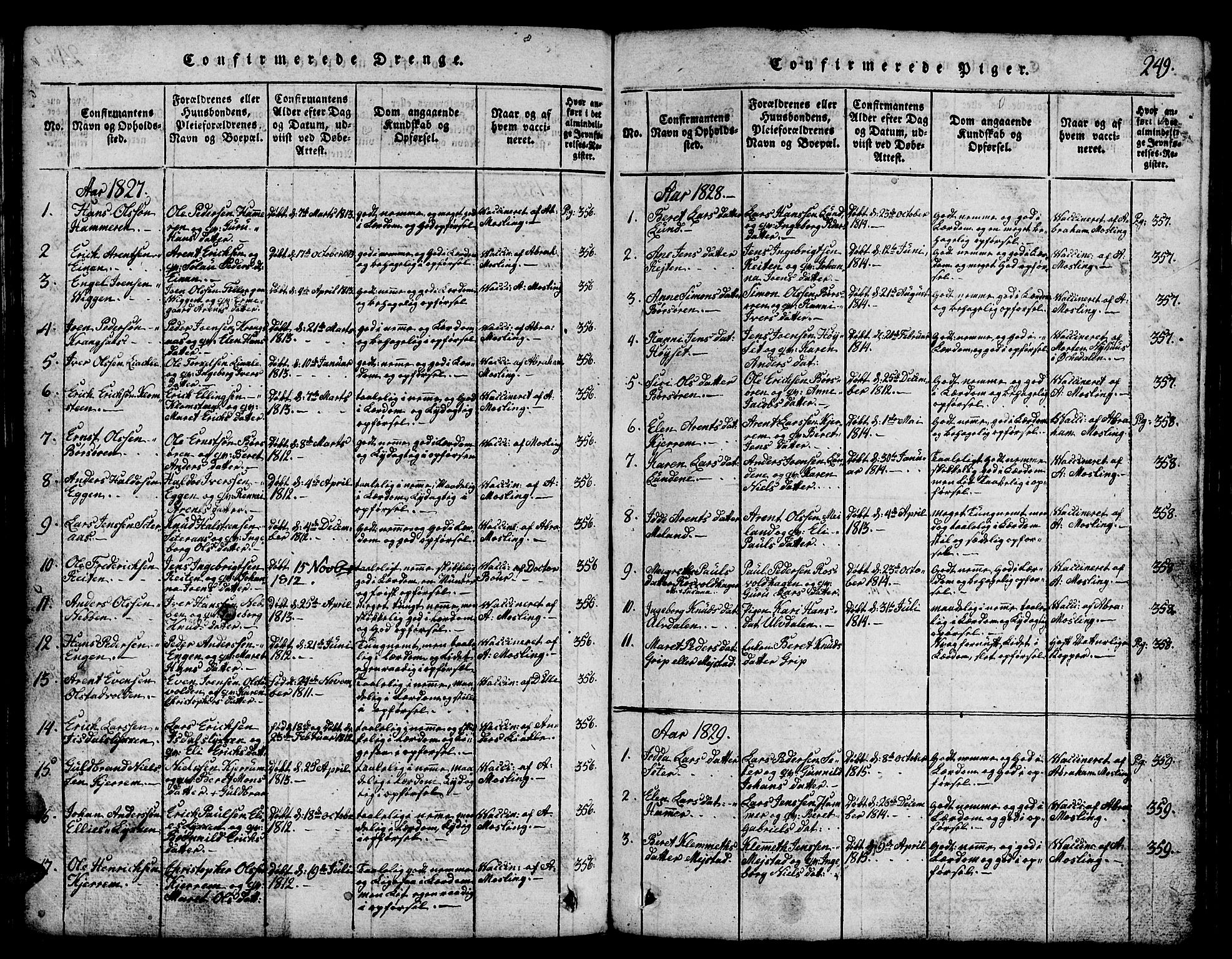 Ministerialprotokoller, klokkerbøker og fødselsregistre - Sør-Trøndelag, SAT/A-1456/665/L0776: Parish register (copy) no. 665C01, 1817-1837, p. 249