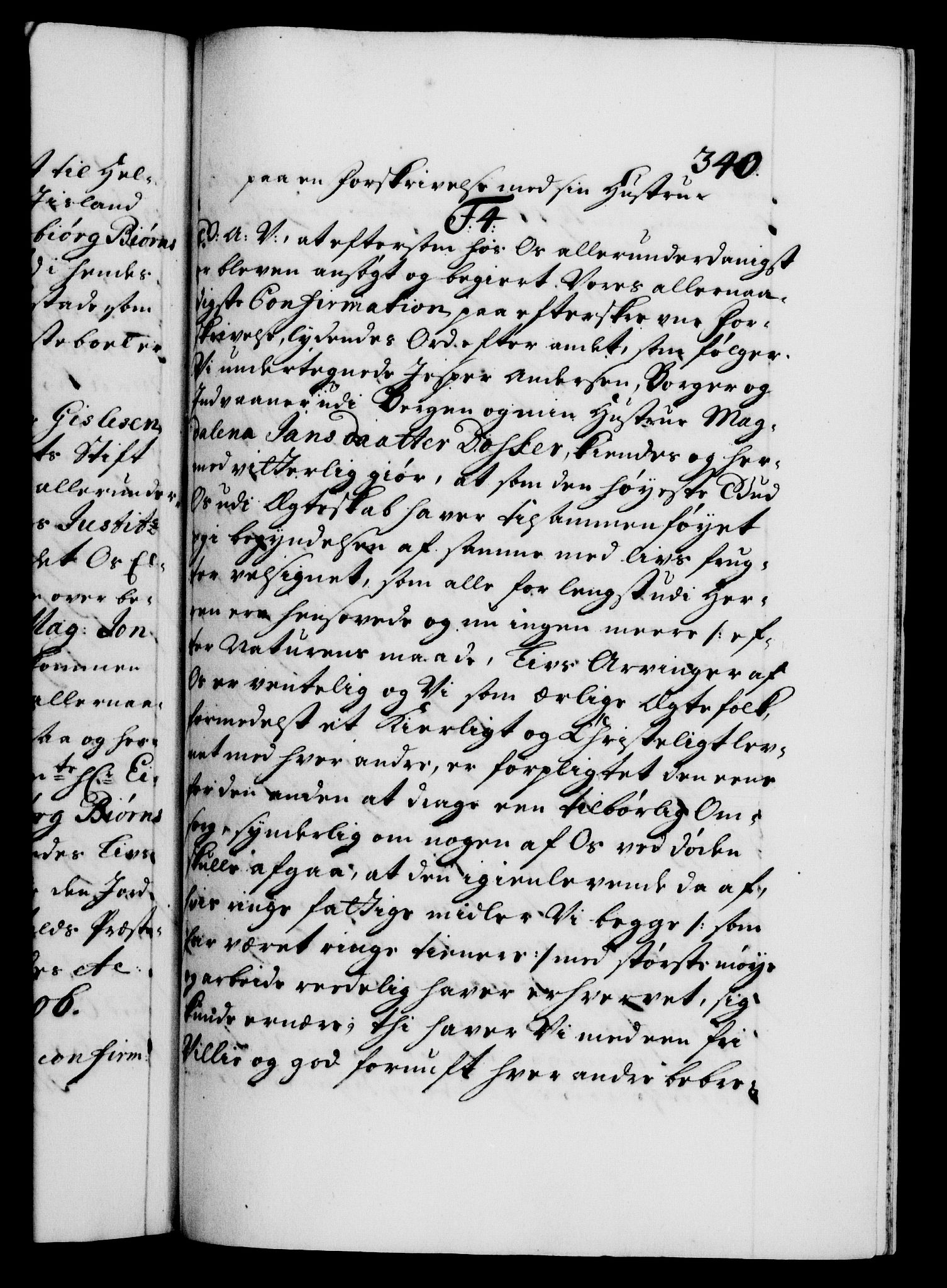 Danske Kanselli 1572-1799, RA/EA-3023/F/Fc/Fca/Fcaa/L0019: Norske registre, 1704-1707, p. 340a