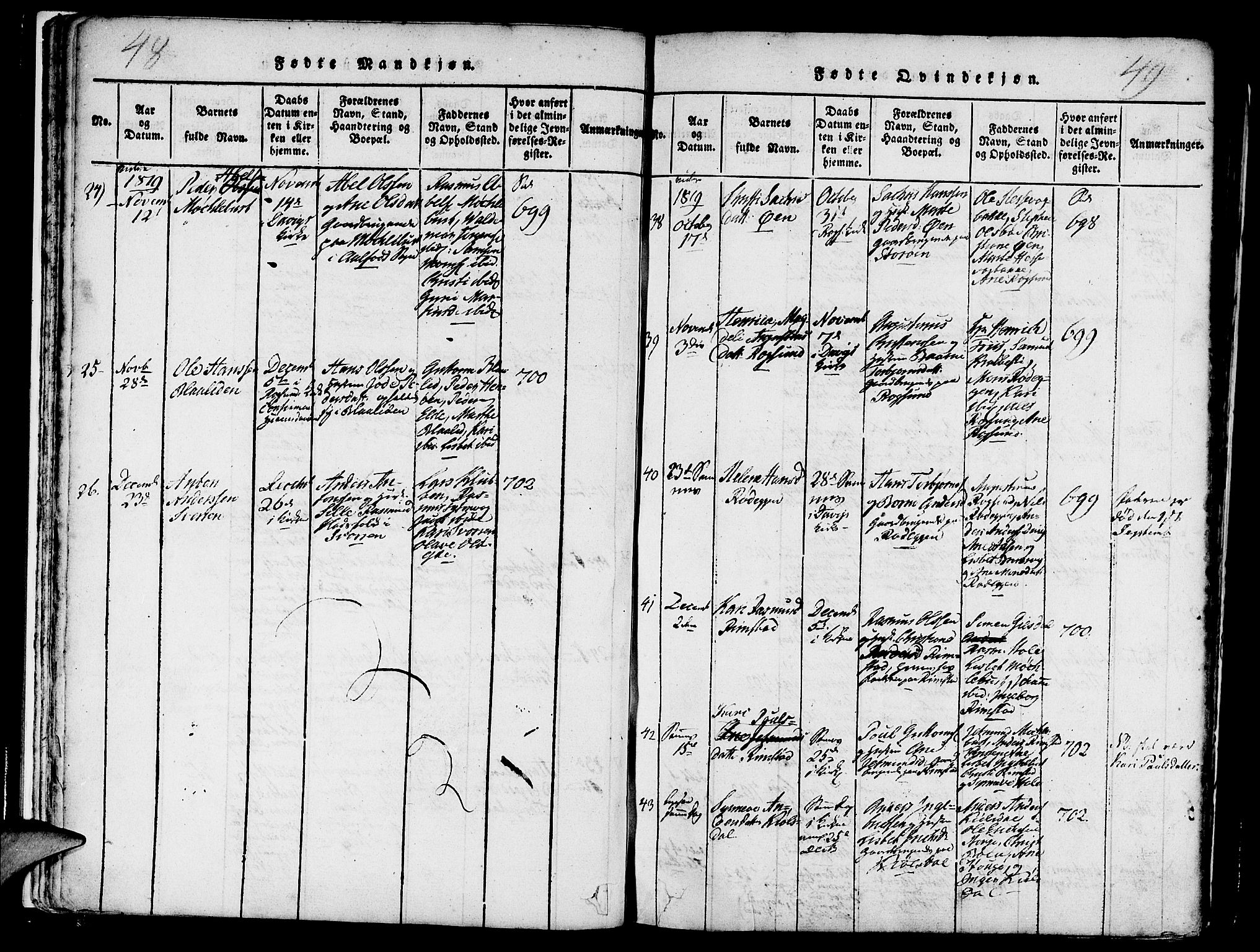 Davik sokneprestembete, AV/SAB-A-79701/H/Haa/Haaa/L0003: Parish register (official) no. A 3, 1816-1830, p. 48-49