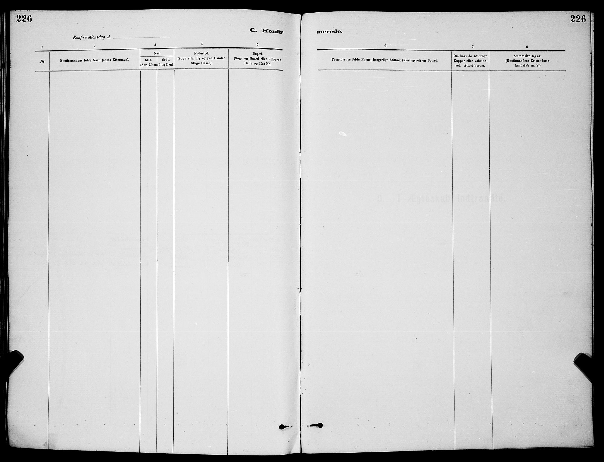 Skien kirkebøker, AV/SAKO-A-302/G/Ga/L0006: Parish register (copy) no. 6, 1881-1890, p. 226