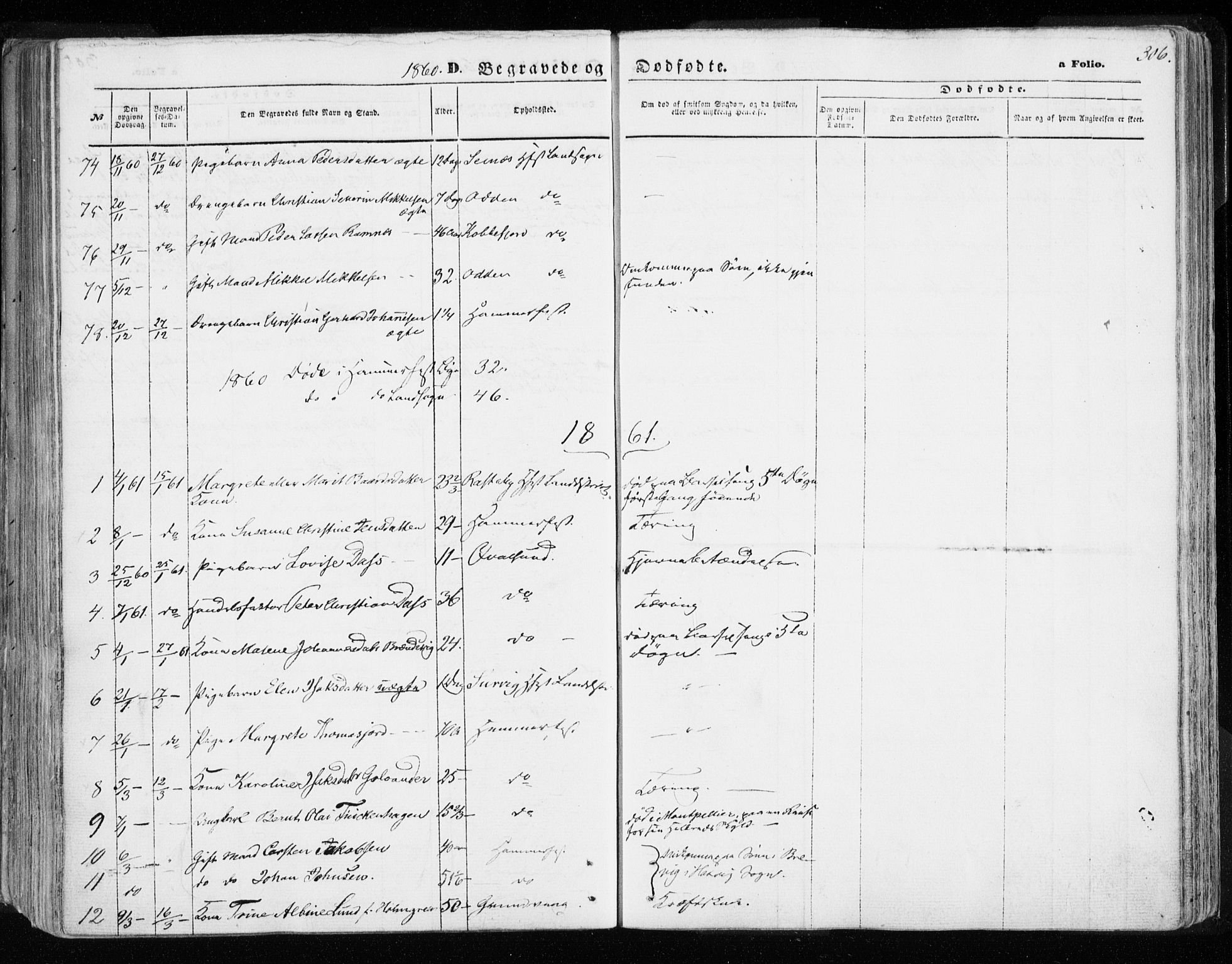 Hammerfest sokneprestkontor, SATØ/S-1347/H/Ha/L0005.kirke: Parish register (official) no. 5, 1857-1869, p. 306
