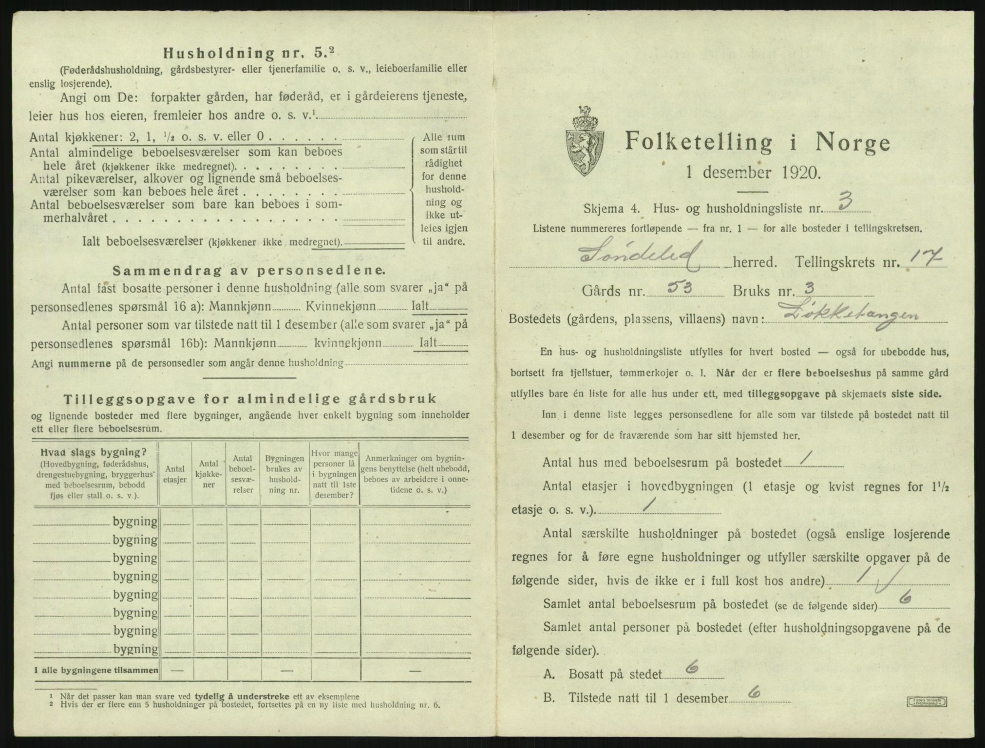 SAK, 1920 census for Søndeled, 1920, p. 1263