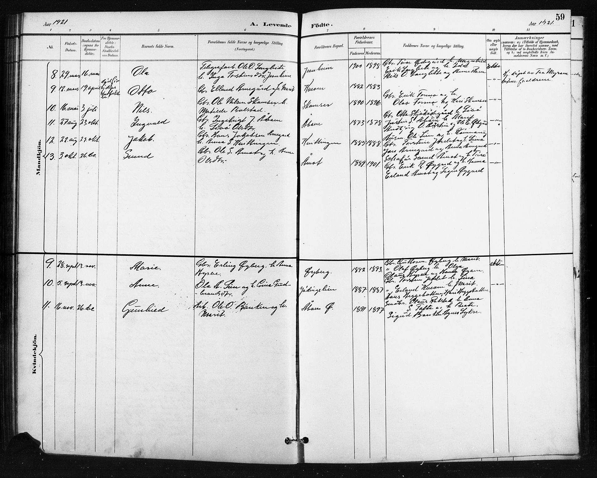 Skjåk prestekontor, SAH/PREST-072/H/Ha/Hab/L0004: Parish register (copy) no. 4, 1895-1921, p. 59