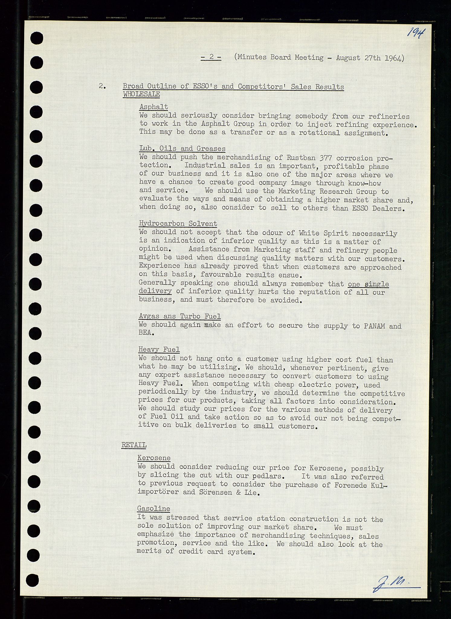 Pa 0982 - Esso Norge A/S, AV/SAST-A-100448/A/Aa/L0001/0004: Den administrerende direksjon Board minutes (styrereferater) / Den administrerende direksjon Board minutes (styrereferater), 1963-1964, p. 68