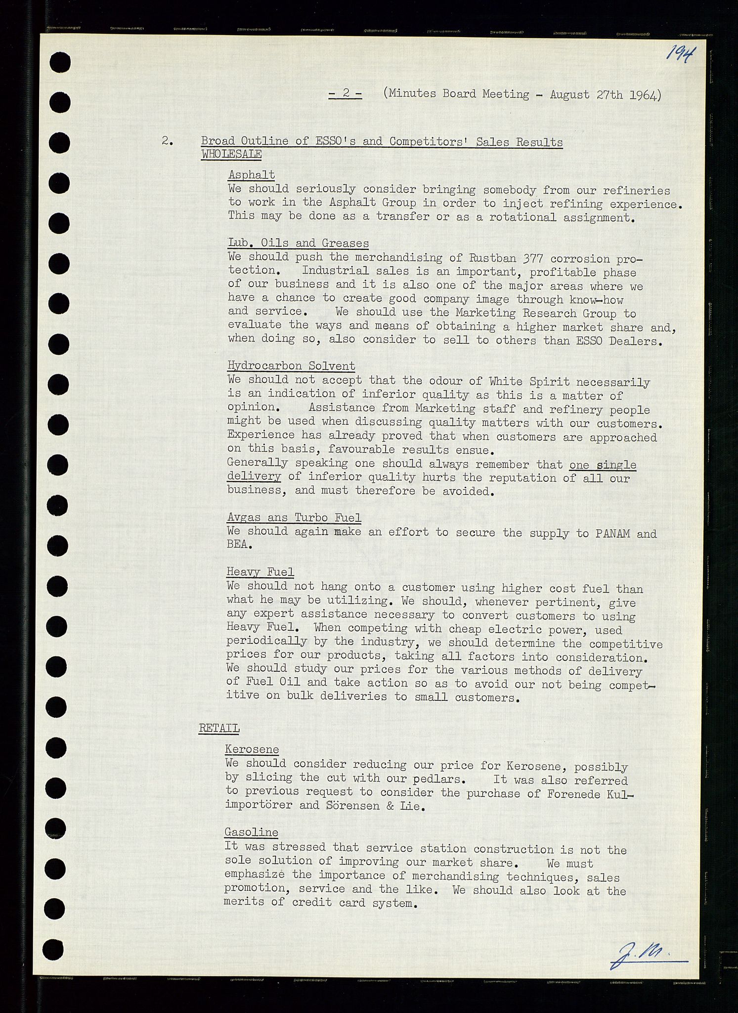 Pa 0982 - Esso Norge A/S, SAST/A-100448/A/Aa/L0001/0004: Den administrerende direksjon Board minutes (styrereferater) / Den administrerende direksjon Board minutes (styrereferater), 1963-1964, p. 68