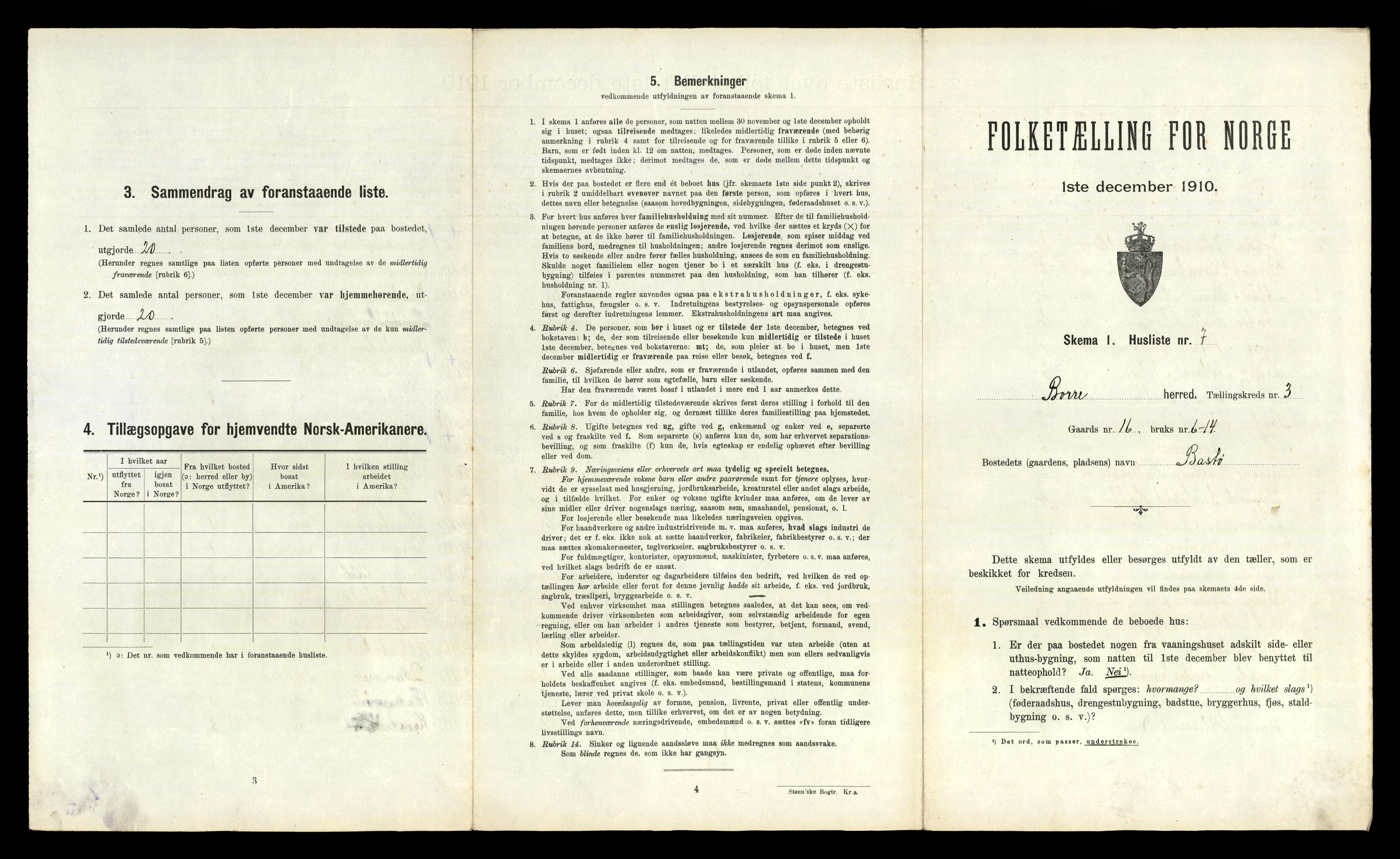 RA, 1910 census for Borre, 1910, p. 633