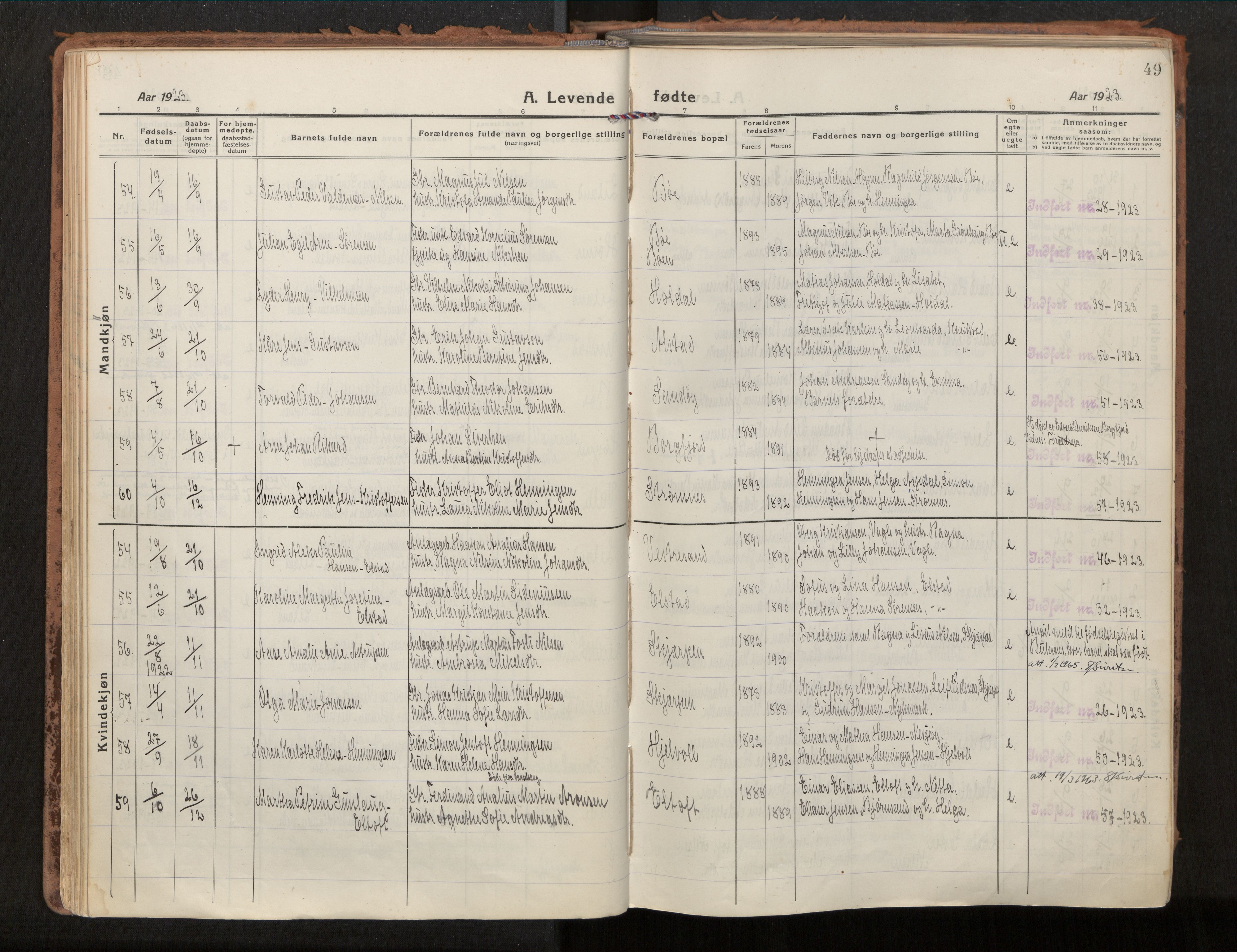 Ministerialprotokoller, klokkerbøker og fødselsregistre - Nordland, SAT/A-1459/880/L1136: Parish register (official) no. 880A10, 1919-1927, p. 49