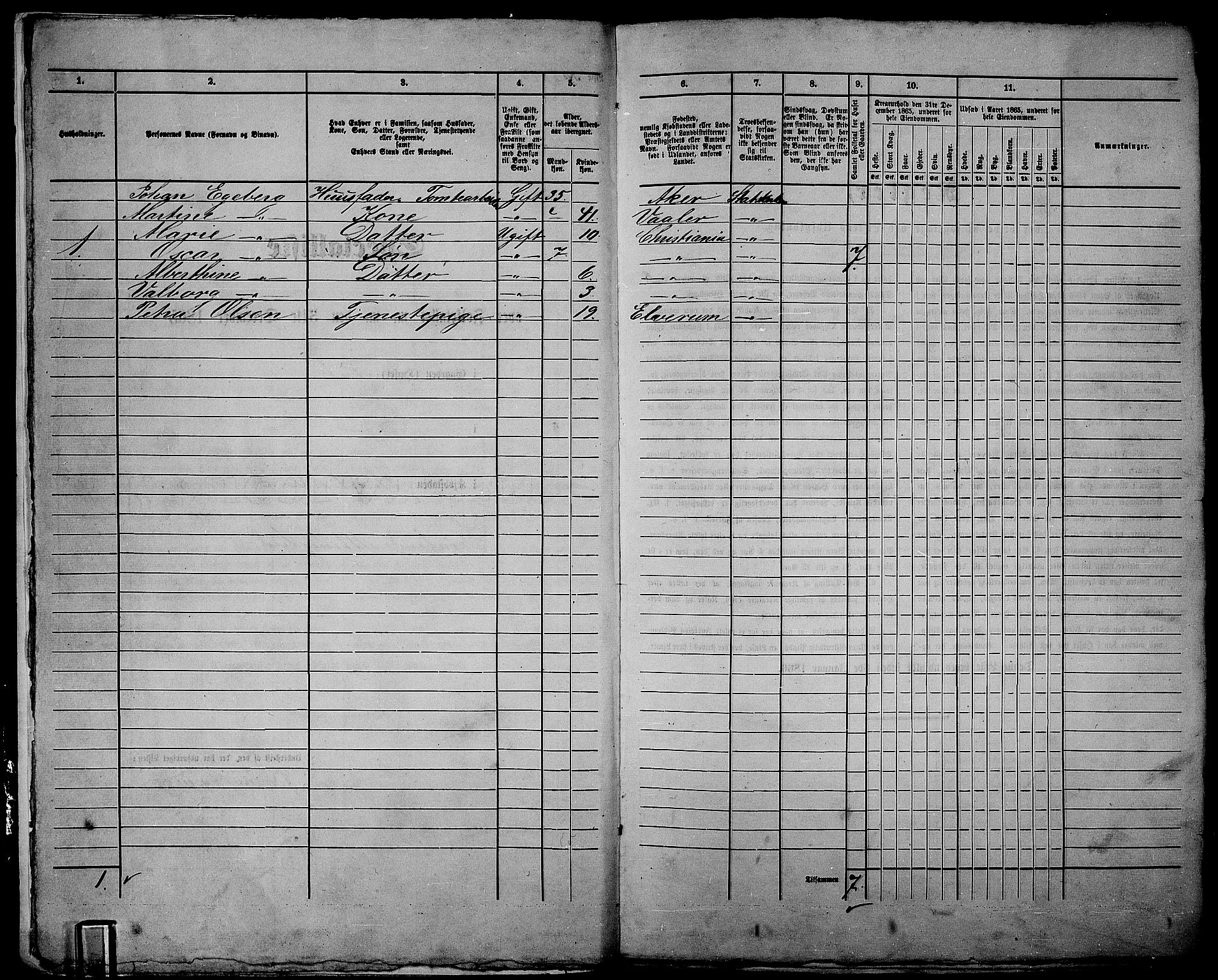 RA, 1865 census for Kristiania, 1865, p. 3638