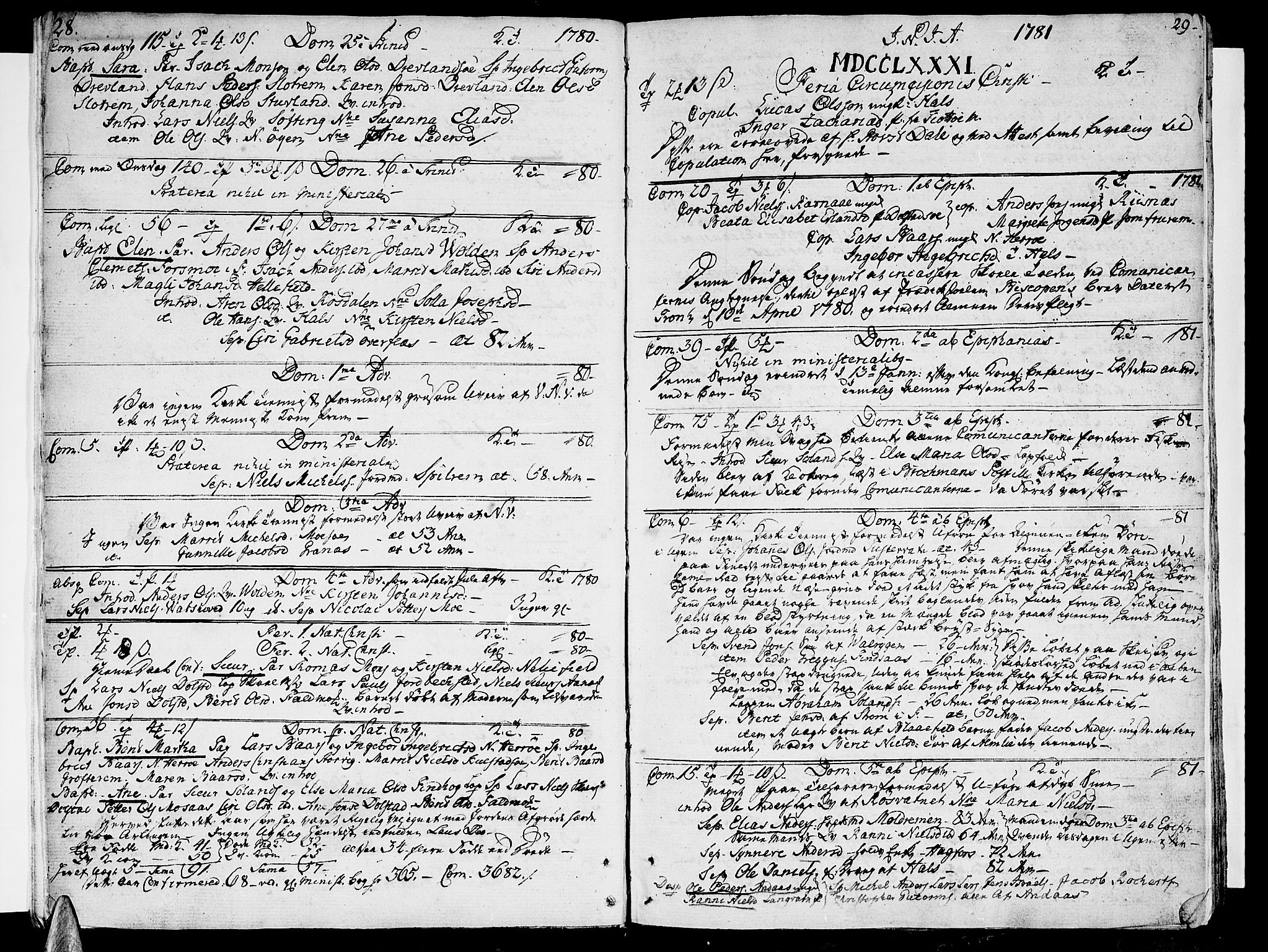 Ministerialprotokoller, klokkerbøker og fødselsregistre - Nordland, SAT/A-1459/820/L0286: Parish register (official) no. 820A07, 1780-1799, p. 28-29
