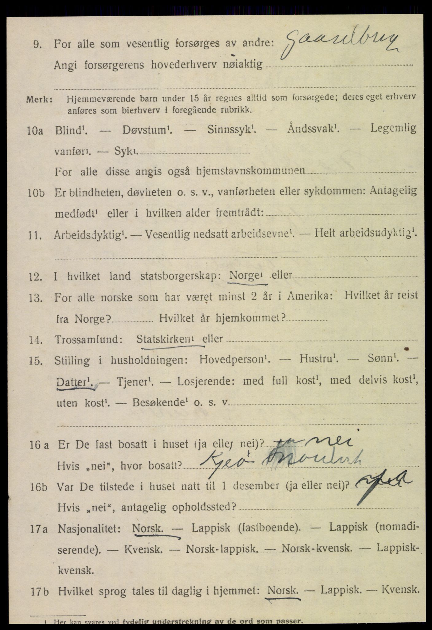 SAT, 1920 census for Nordvik, 1920, p. 2605