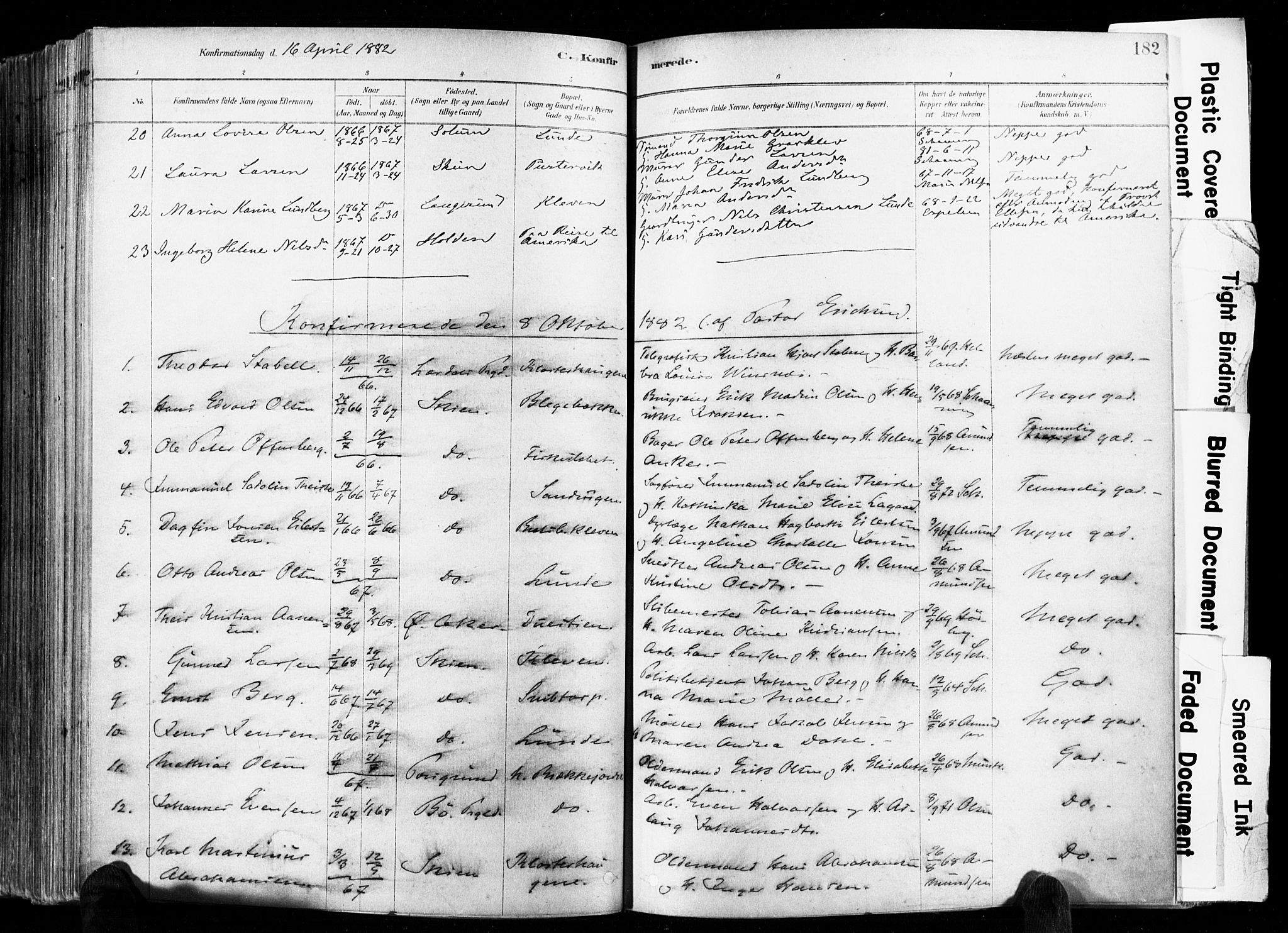 Skien kirkebøker, AV/SAKO-A-302/F/Fa/L0009: Parish register (official) no. 9, 1878-1890, p. 182