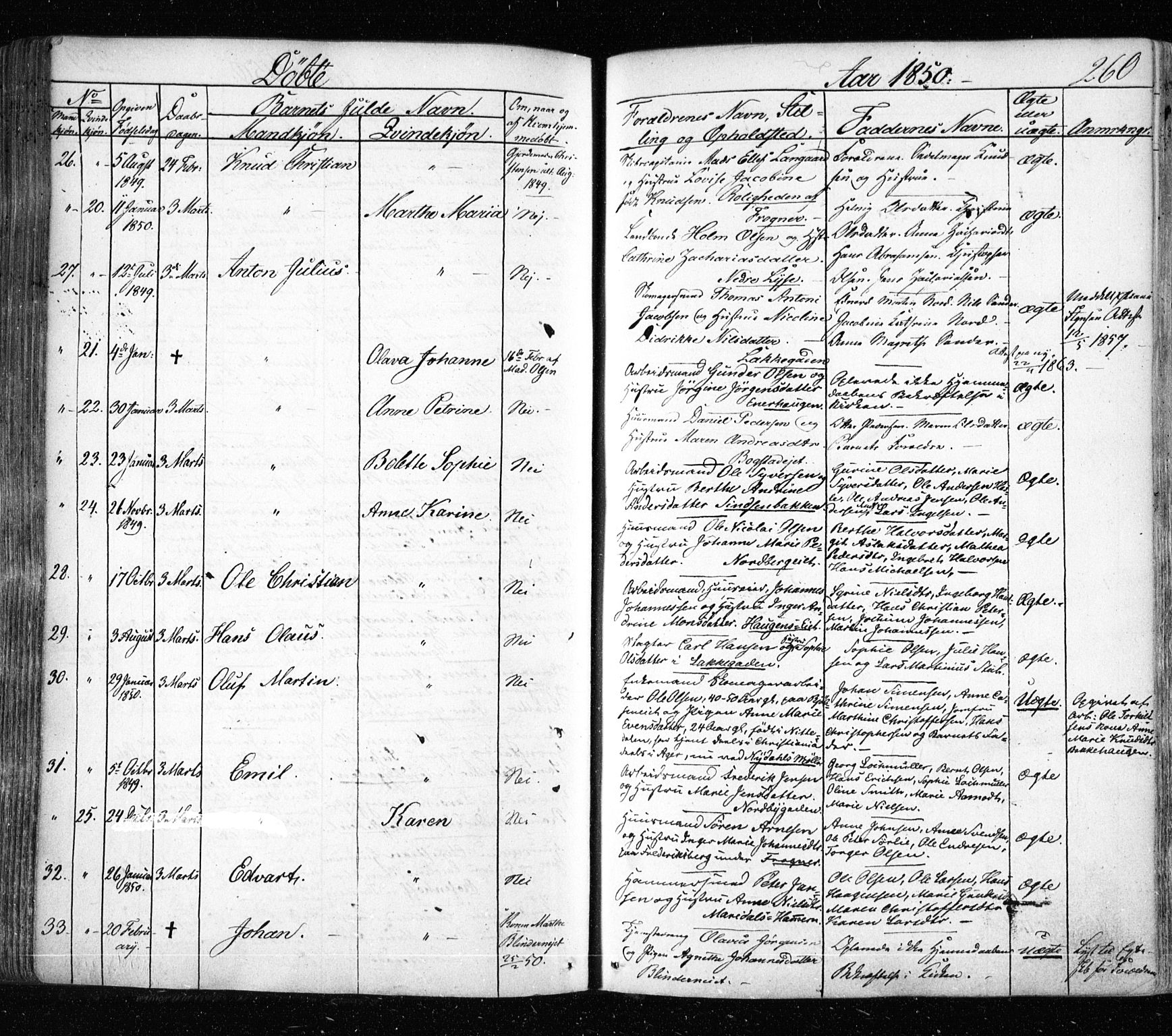 Aker prestekontor kirkebøker, SAO/A-10861/F/L0019: Parish register (official) no. 19, 1842-1852, p. 260