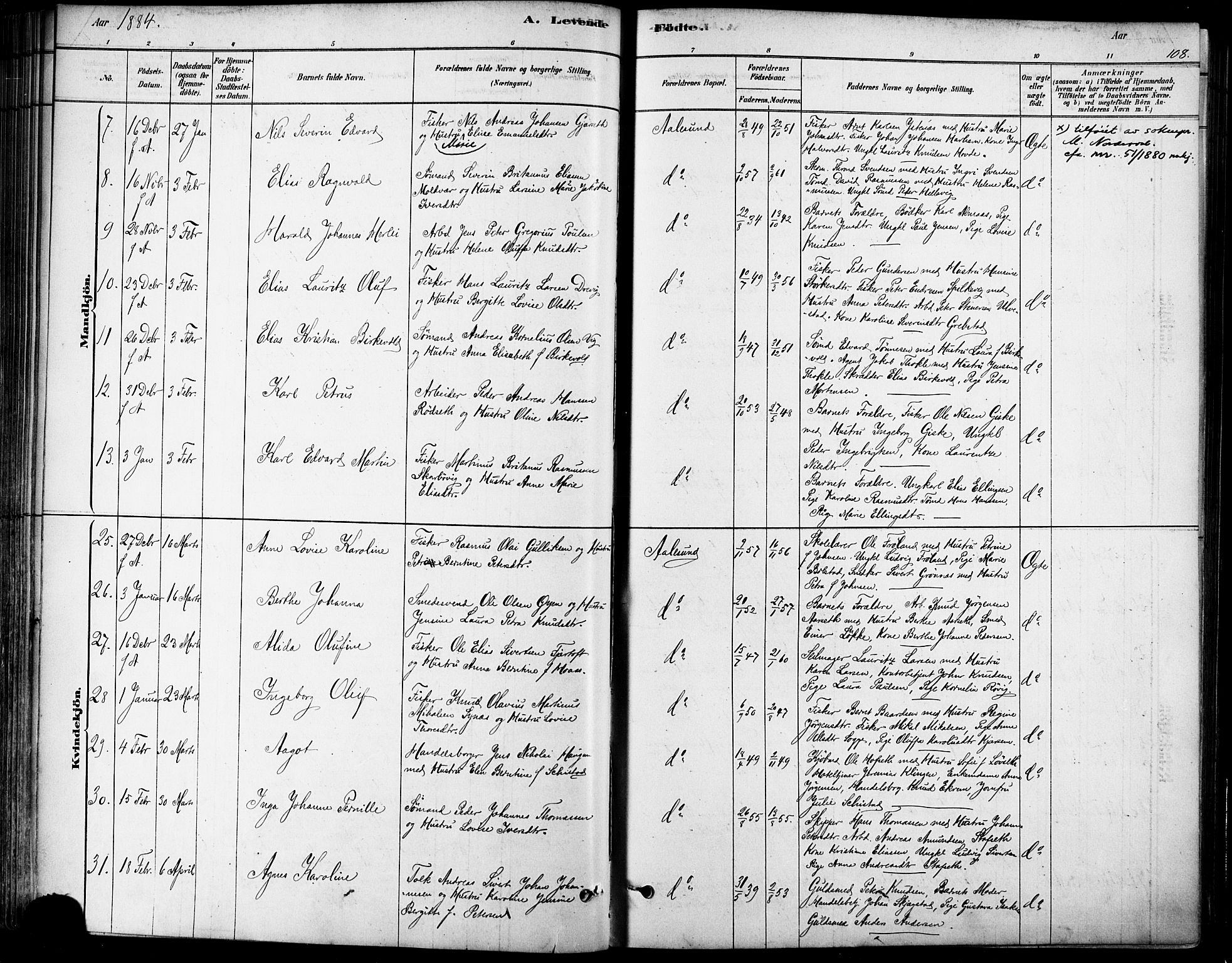 Ministerialprotokoller, klokkerbøker og fødselsregistre - Møre og Romsdal, SAT/A-1454/529/L0454: Parish register (official) no. 529A04, 1878-1885, p. 108