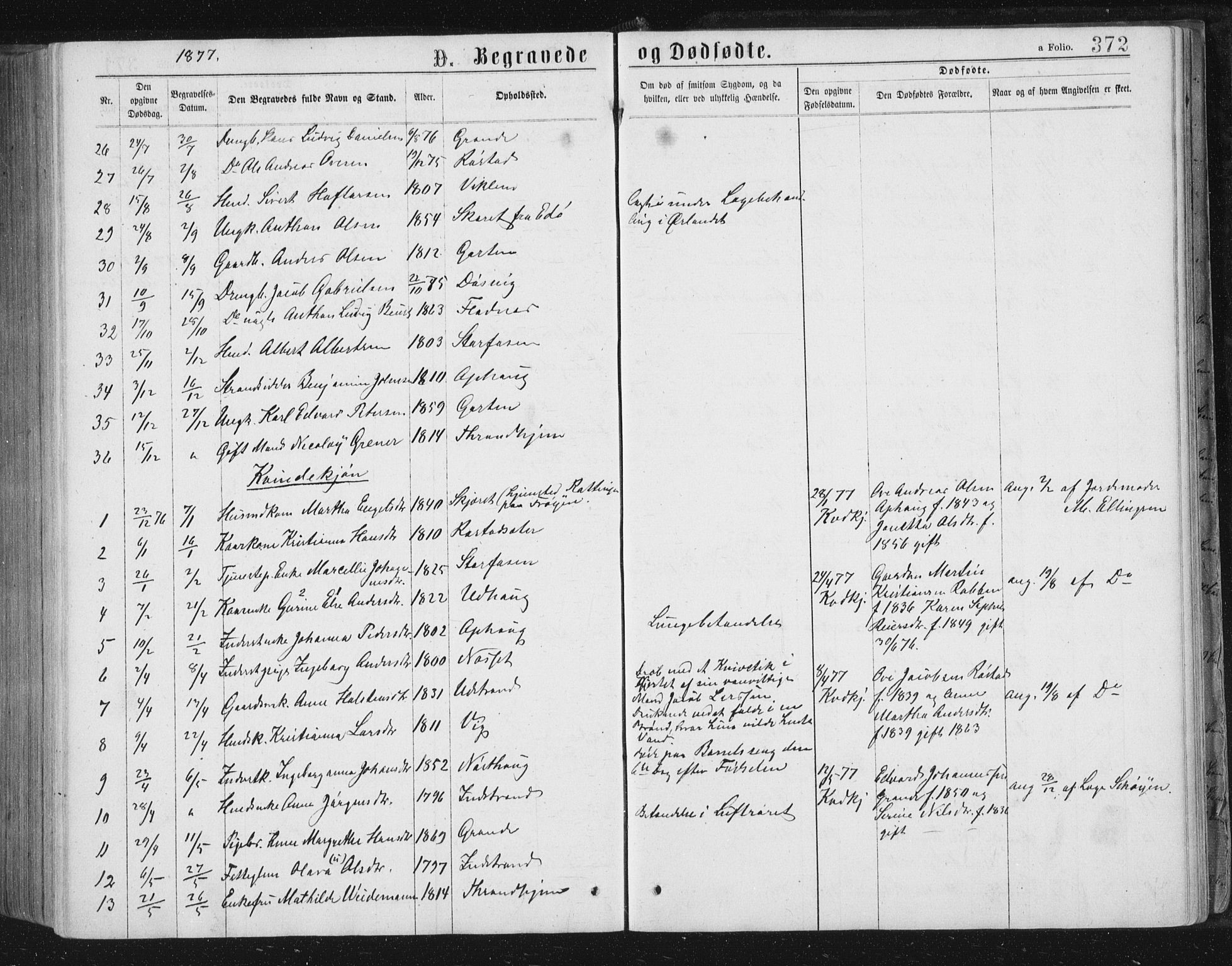 Ministerialprotokoller, klokkerbøker og fødselsregistre - Sør-Trøndelag, SAT/A-1456/659/L0745: Parish register (copy) no. 659C02, 1869-1892, p. 372