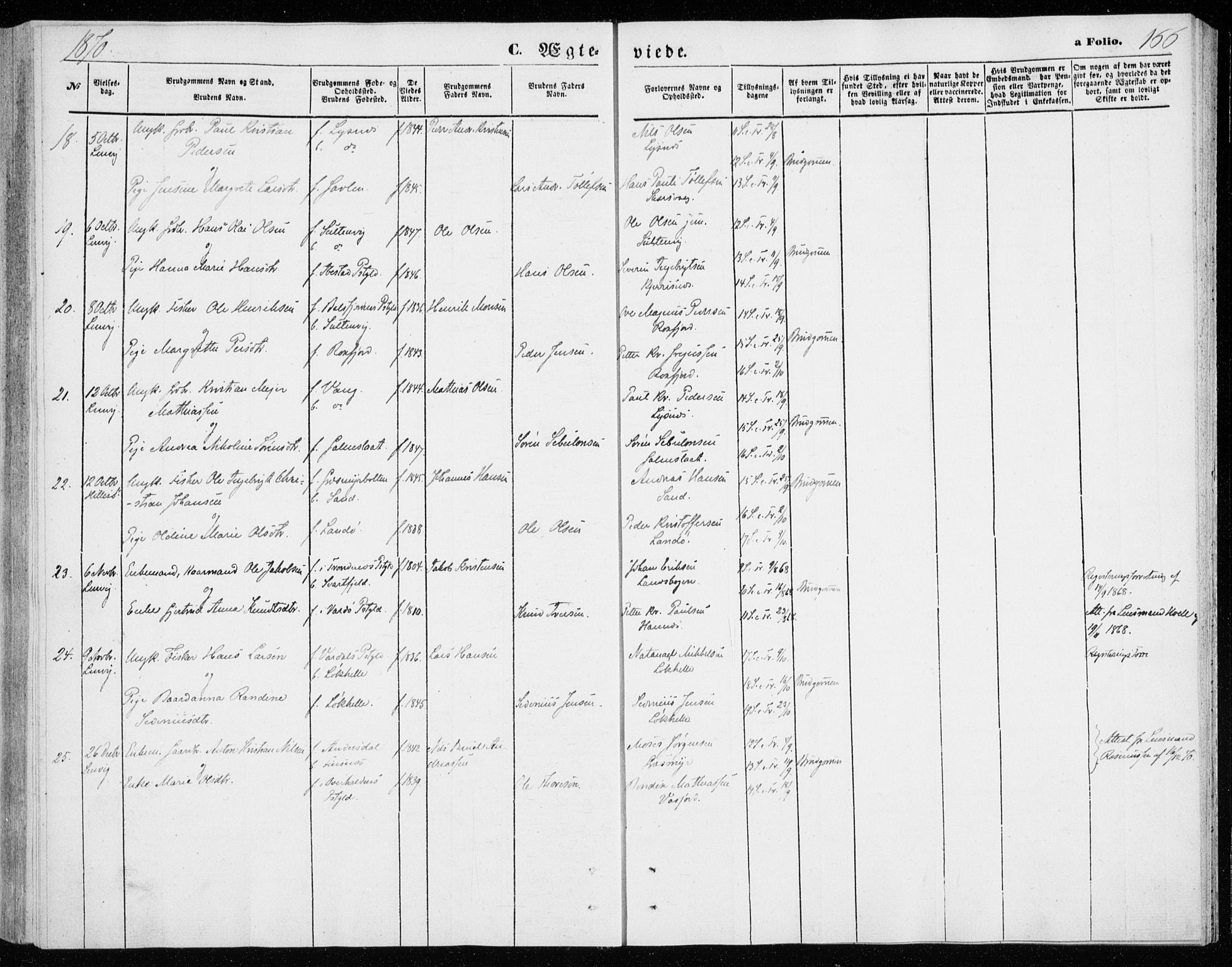 Lenvik sokneprestembete, SATØ/S-1310/H/Ha/Haa/L0009kirke: Parish register (official) no. 9, 1866-1873, p. 166