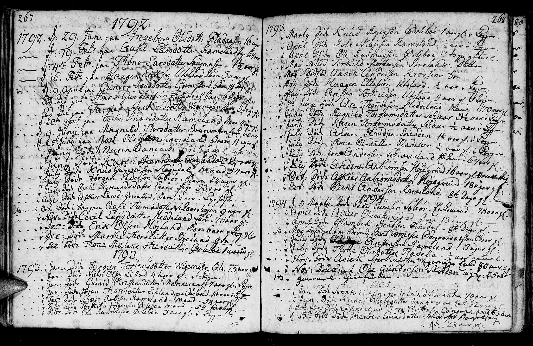 Holum sokneprestkontor, SAK/1111-0022/F/Fa/Fac/L0001: Parish register (official) no. A 1, 1773-1820, p. 267-268