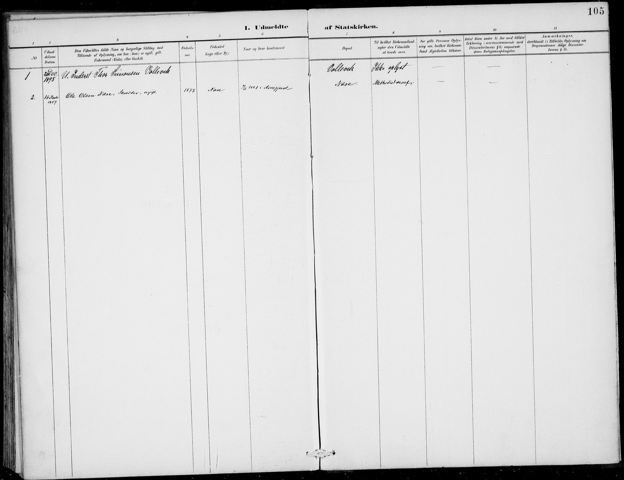 Vik sokneprestembete, SAB/A-81501: Parish register (official) no. C  2, 1891-1910, p. 105
