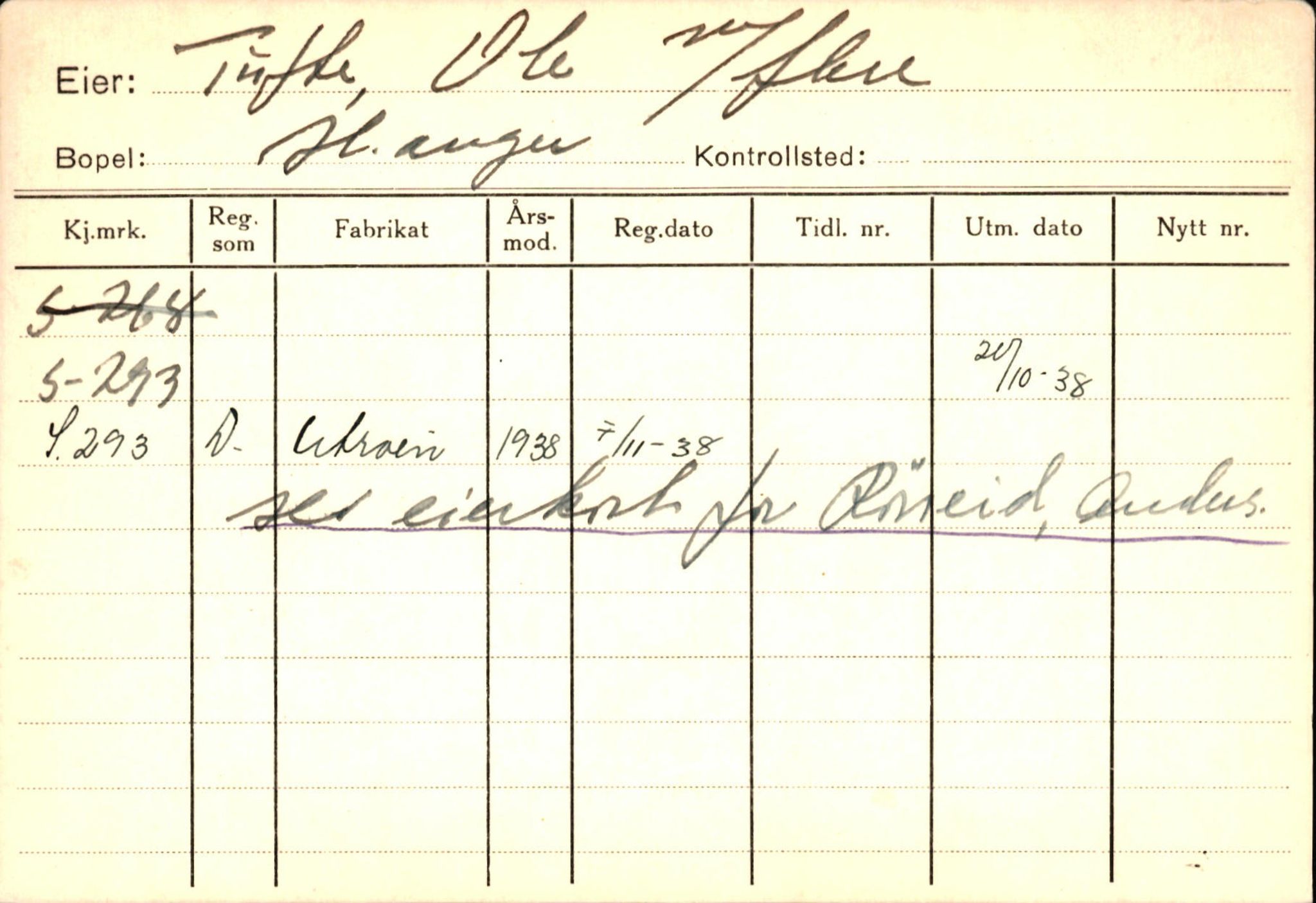 Statens vegvesen, Sogn og Fjordane vegkontor, SAB/A-5301/4/F/L0131: Eigarregister Høyanger P-Å. Stryn S-Å, 1945-1975, p. 672