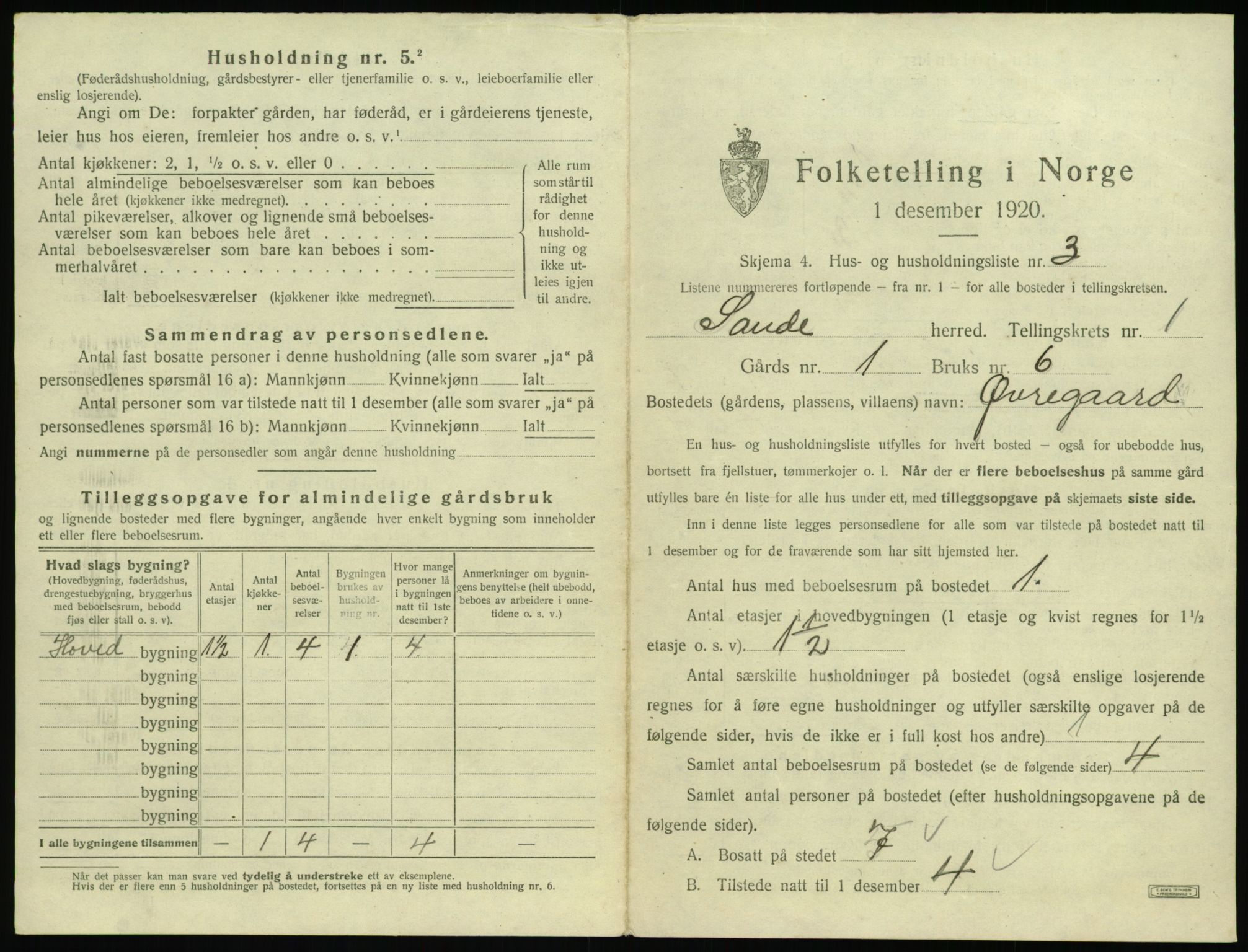 SAT, 1920 census for Sande (MR), 1920, p. 50