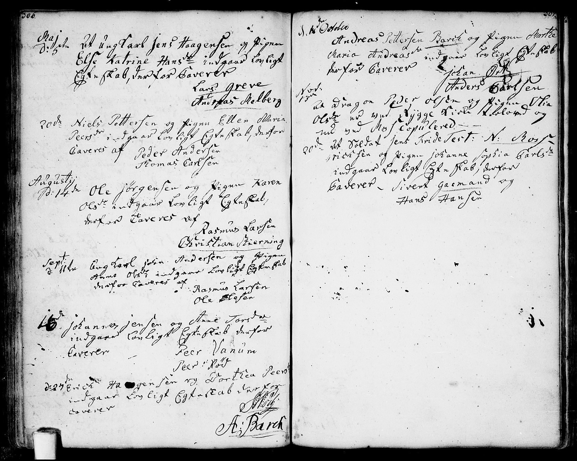 Moss prestekontor Kirkebøker, AV/SAO-A-2003/F/Fa/L0002: Parish register (official) no. I 2, 1753-1779, p. 306-307