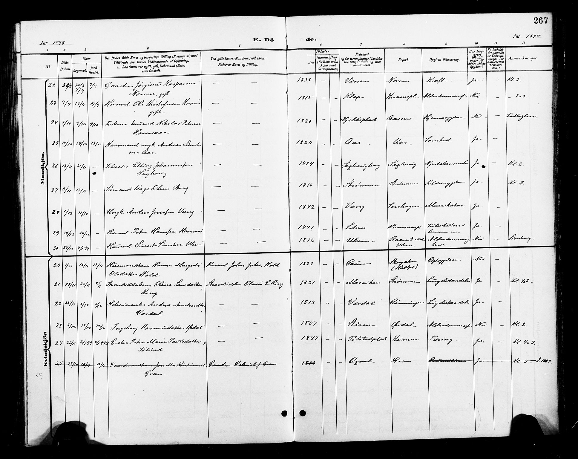 Ministerialprotokoller, klokkerbøker og fødselsregistre - Nord-Trøndelag, SAT/A-1458/730/L0302: Parish register (copy) no. 730C05, 1898-1924, p. 267