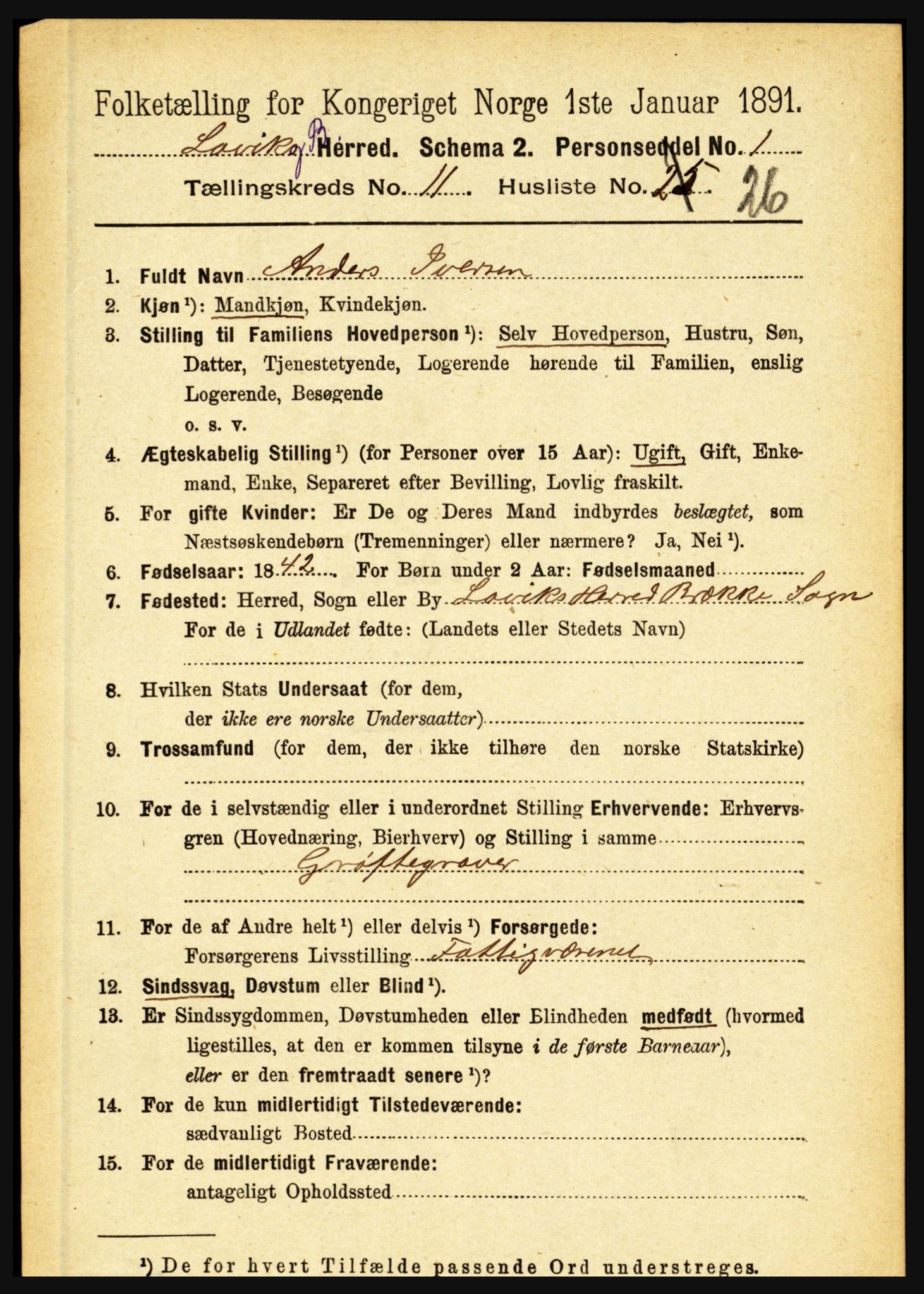 RA, 1891 census for 1415 Lavik og Brekke, 1891, p. 2326