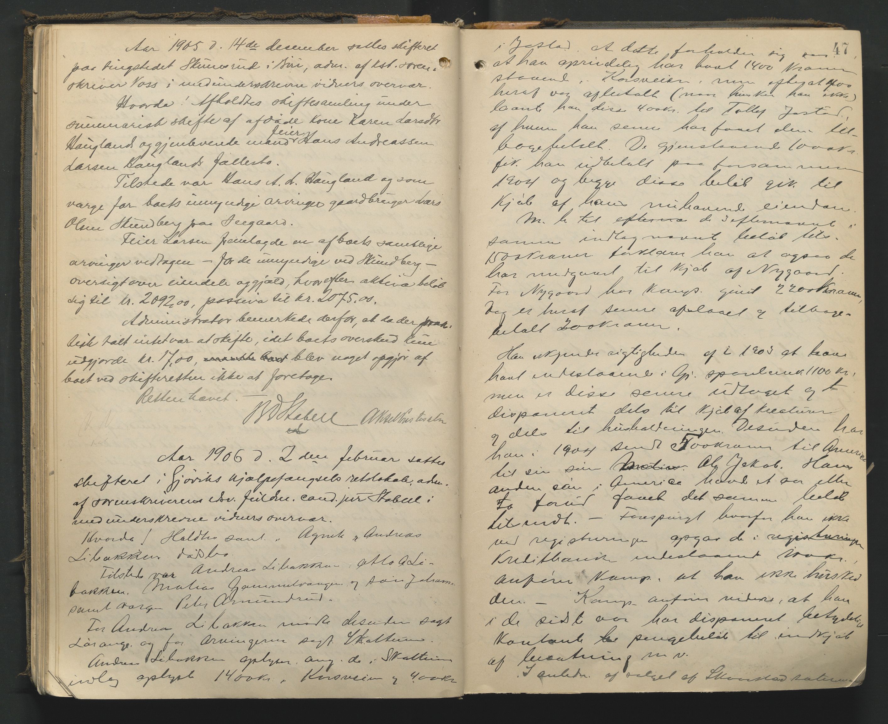 Toten tingrett, AV/SAH-TING-006/J/Jb/L0008: Skiftebehandlingsprotokoll - Biri, 1900-1923, p. 47