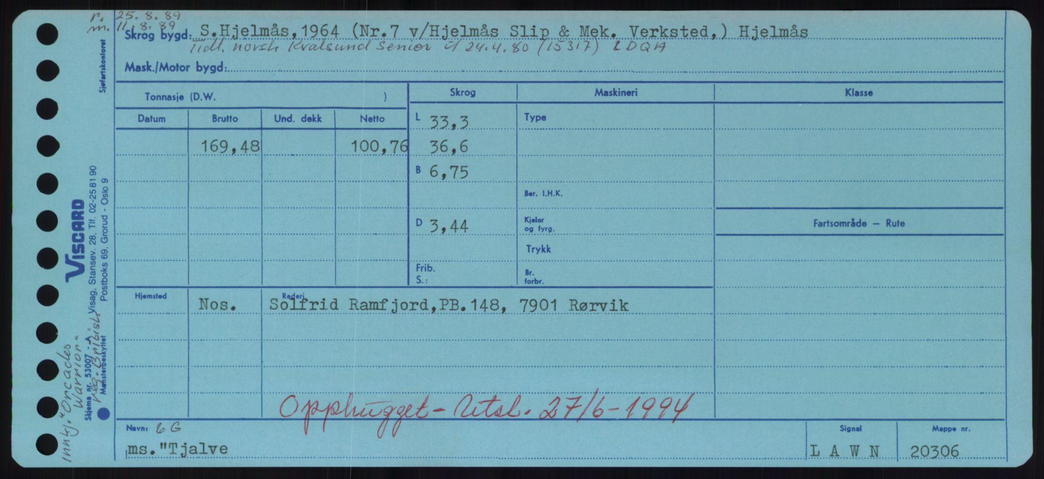 Sjøfartsdirektoratet med forløpere, Skipsmålingen, RA/S-1627/H/Hd/L0039: Fartøy, Ti-Tø, p. 91