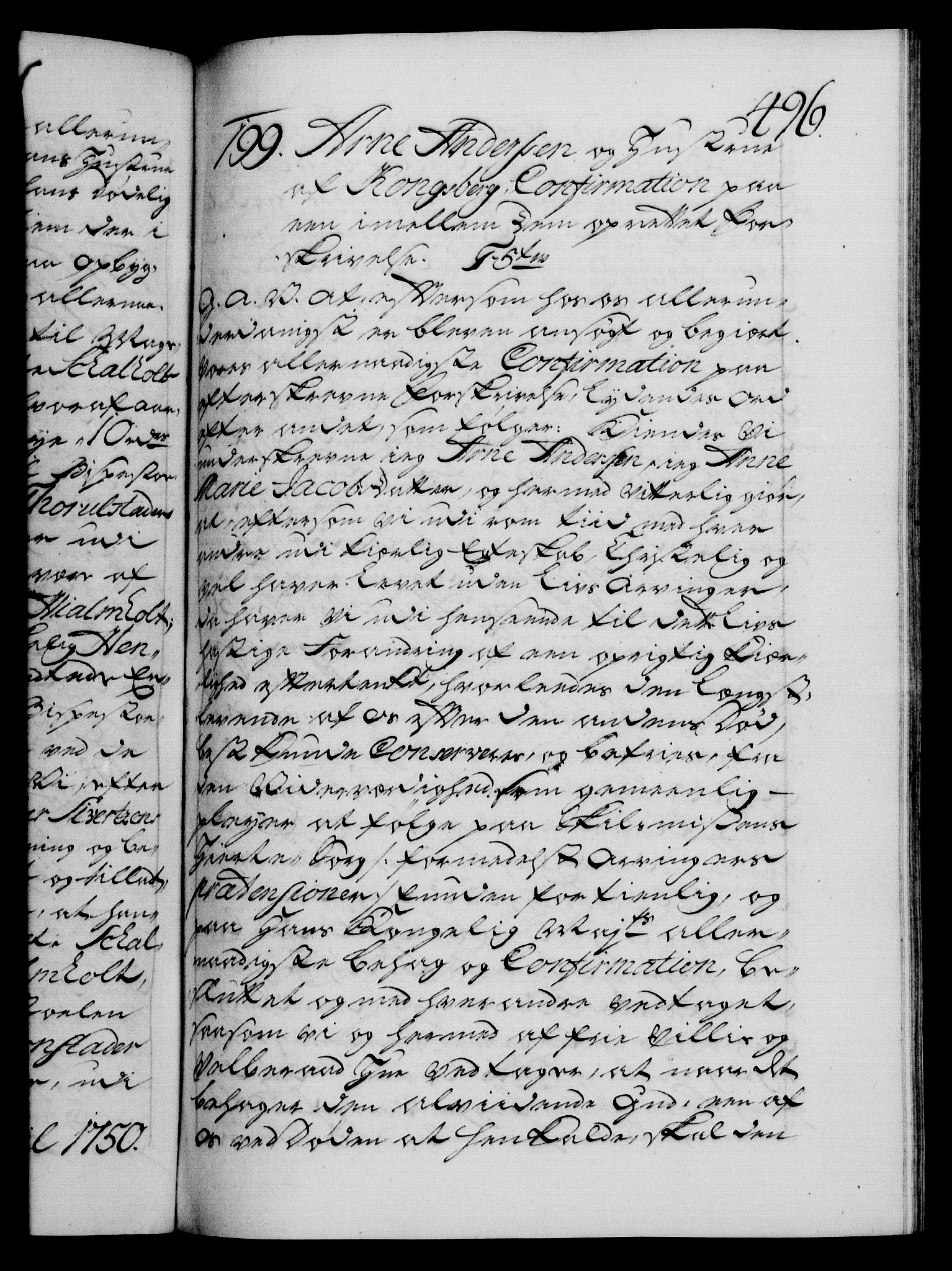 Danske Kanselli 1572-1799, AV/RA-EA-3023/F/Fc/Fca/Fcaa/L0036: Norske registre, 1749-1750, p. 496a