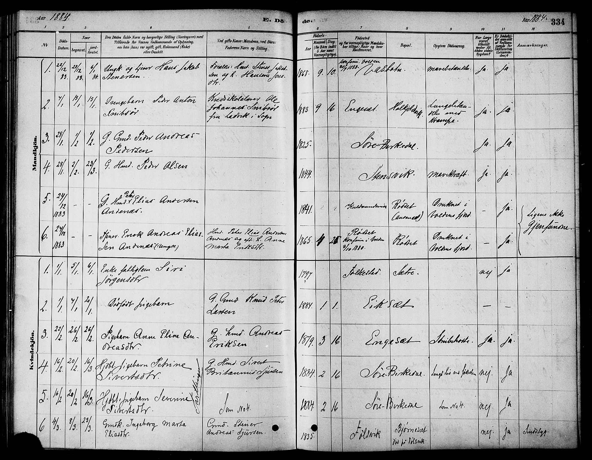Ministerialprotokoller, klokkerbøker og fødselsregistre - Møre og Romsdal, SAT/A-1454/511/L0141: Parish register (official) no. 511A08, 1878-1890, p. 334