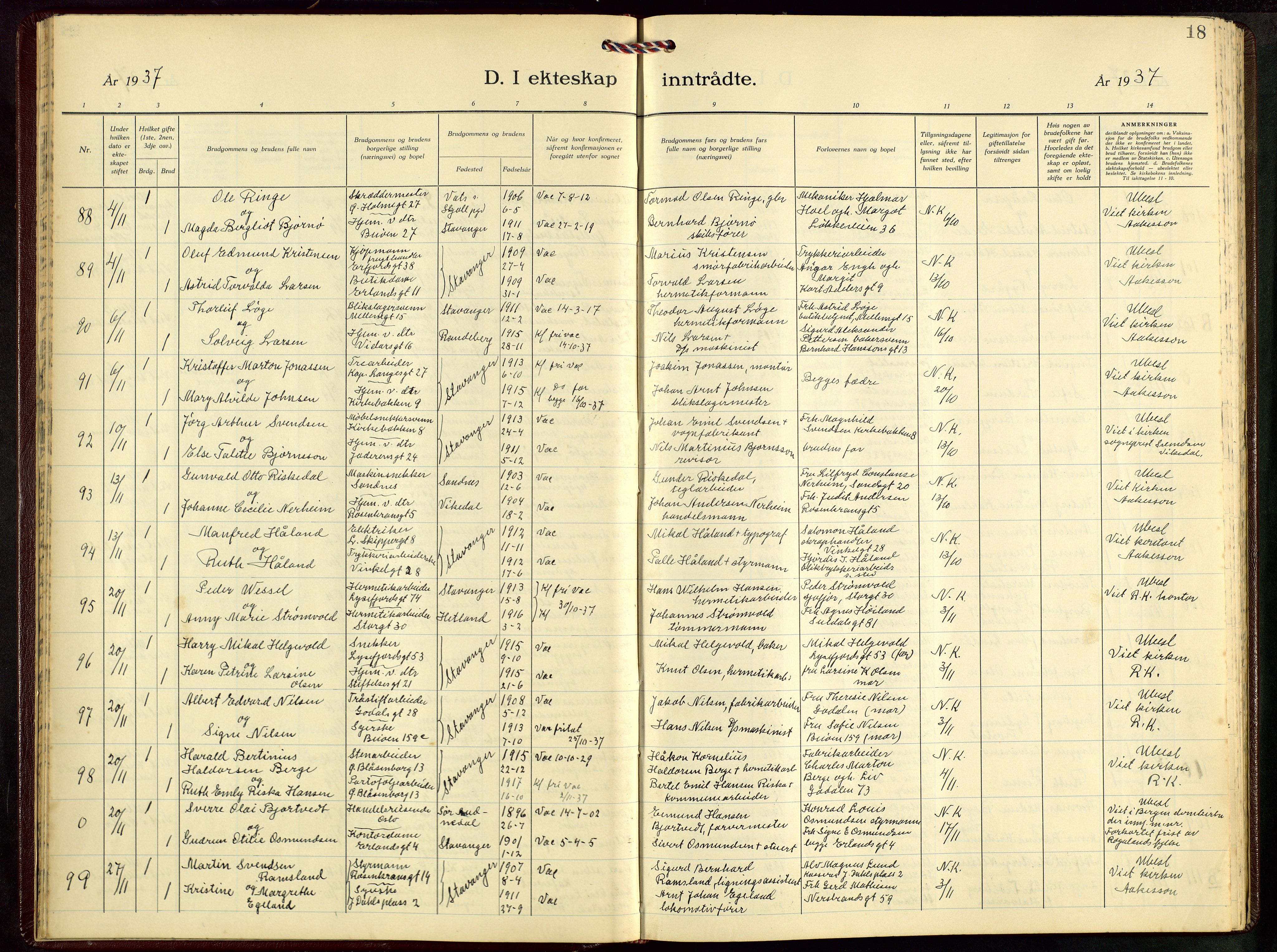 St. Petri sokneprestkontor, AV/SAST-A-101813/001/30/30BB/L0012: Parish register (copy) no. B 12, 1936-1951, p. 18