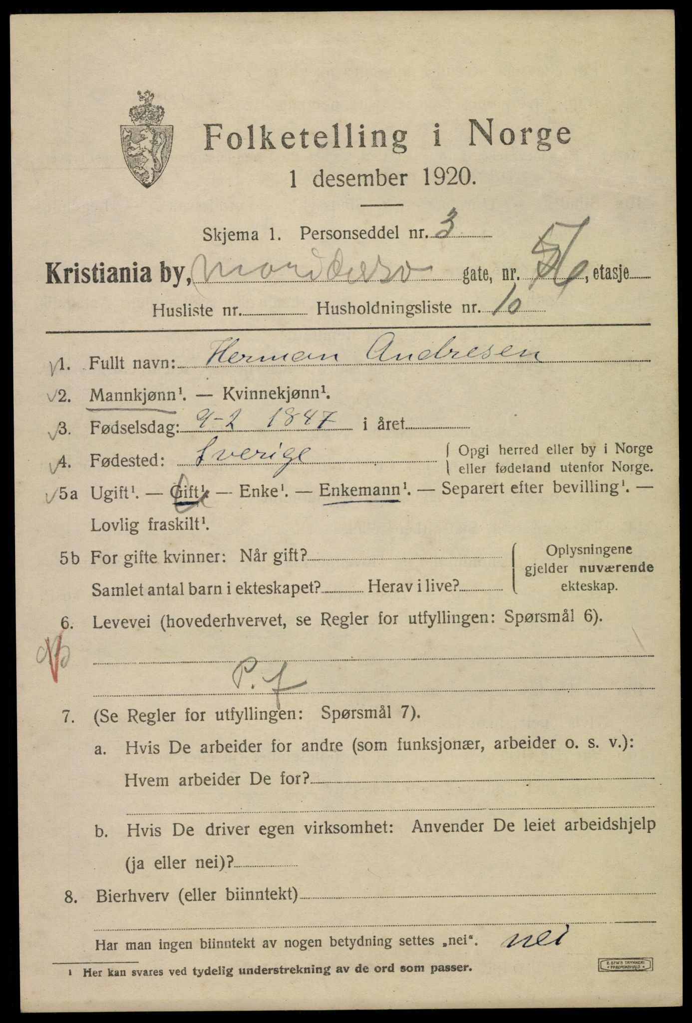 SAO, 1920 census for Kristiania, 1920, p. 379875