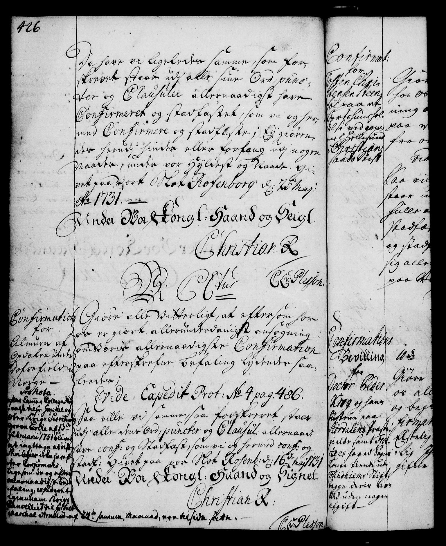 Rentekammeret, Kammerkanselliet, AV/RA-EA-3111/G/Gg/Gga/L0003: Norsk ekspedisjonsprotokoll med register (merket RK 53.3), 1727-1734, p. 426