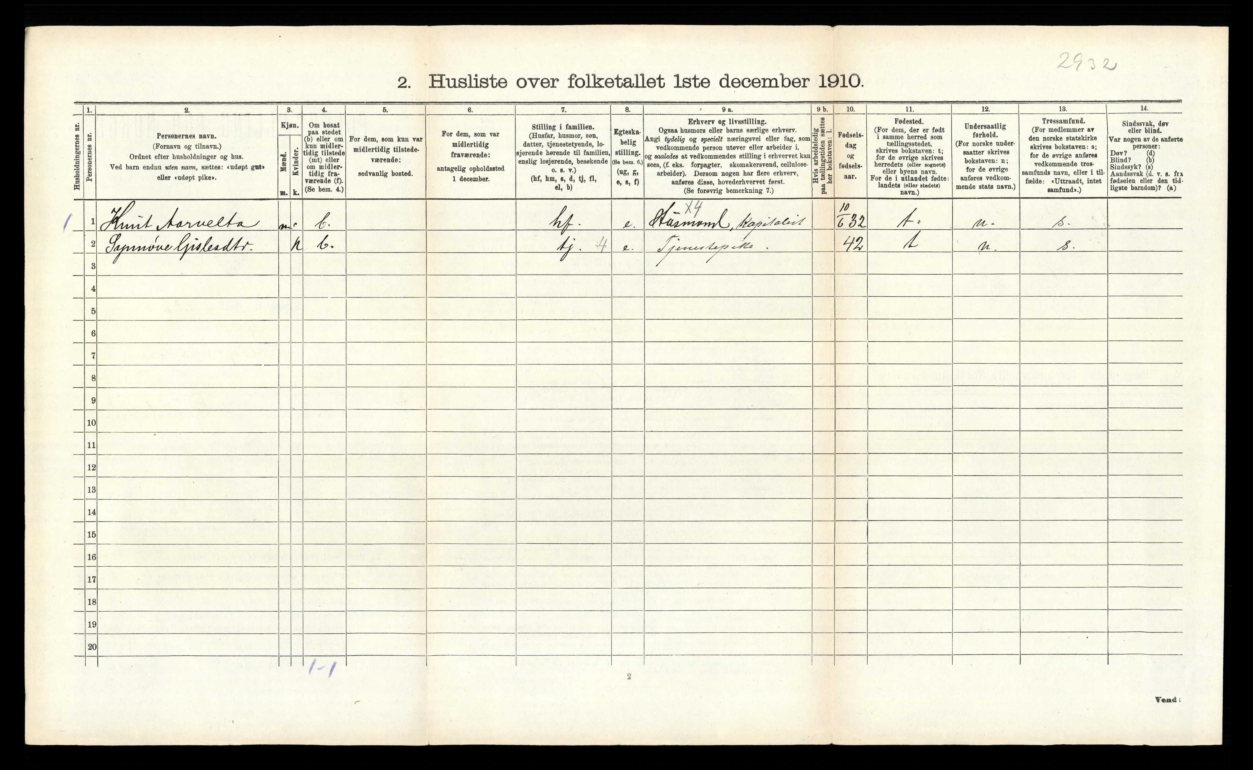 RA, 1910 census for Rollag, 1910, p. 474