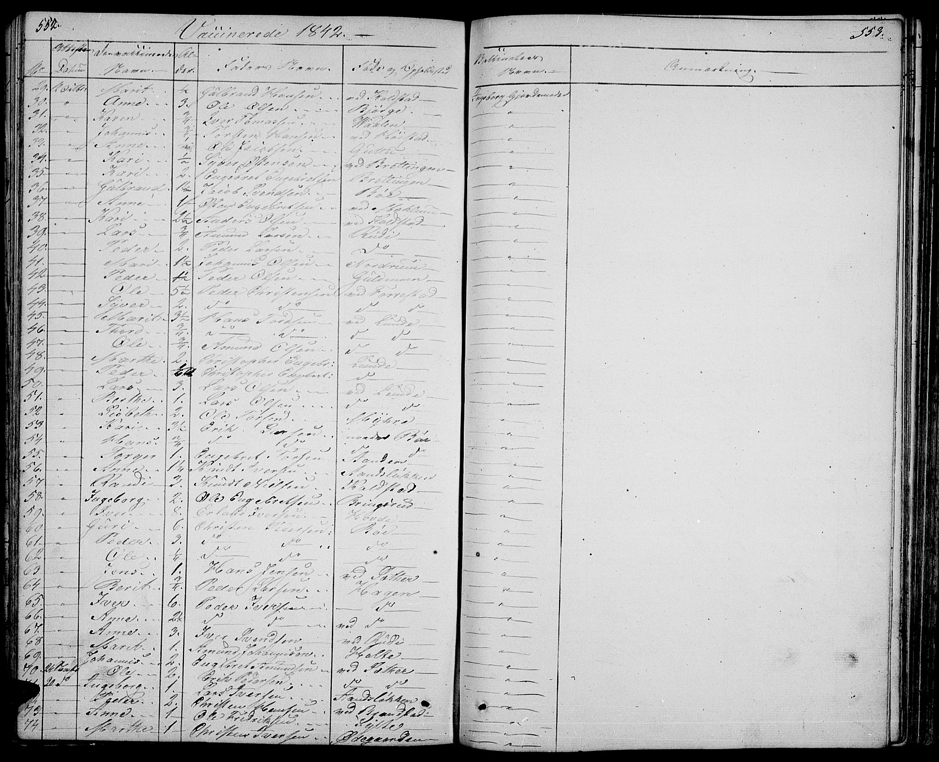 Ringebu prestekontor, SAH/PREST-082/H/Ha/Hab/L0002: Parish register (copy) no. 2, 1839-1853, p. 552-553