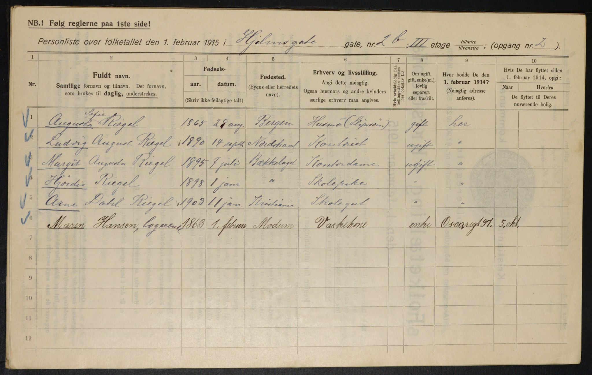 OBA, Municipal Census 1915 for Kristiania, 1915, p. 39762