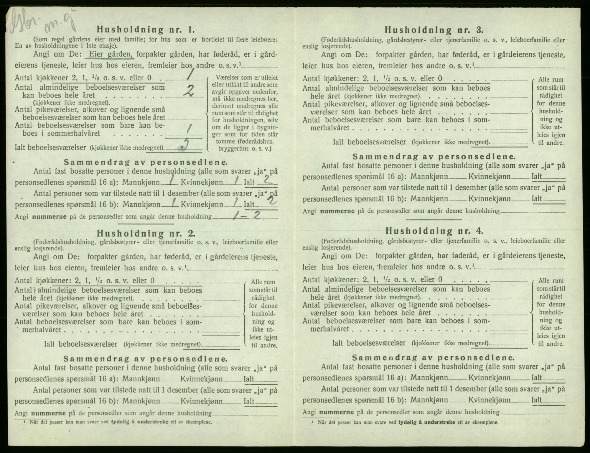 SAB, 1920 census for Ølen, 1920, p. 351