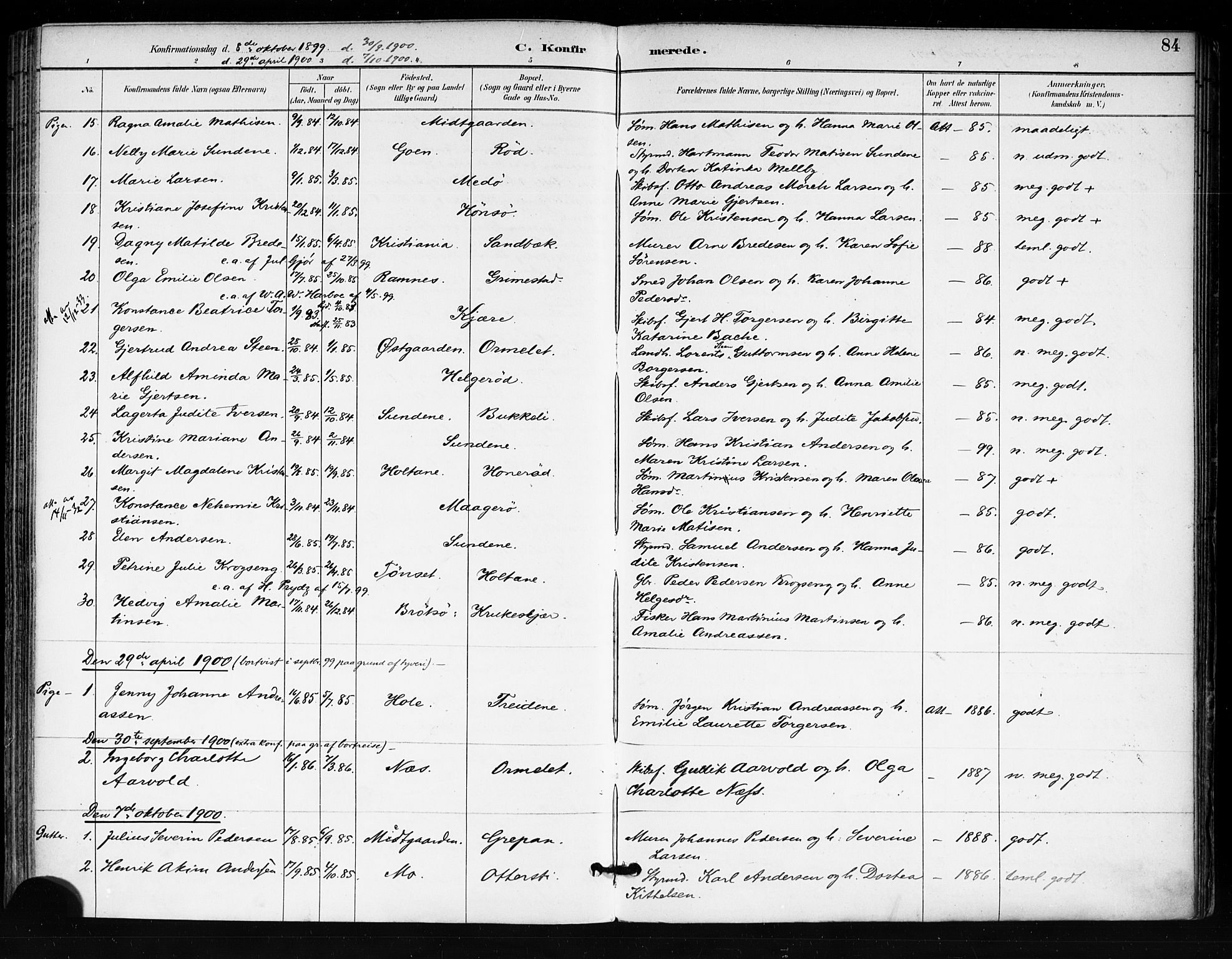 Tjøme kirkebøker, AV/SAKO-A-328/F/Fa/L0003: Parish register (official) no. I 3, 1891-1900, p. 84